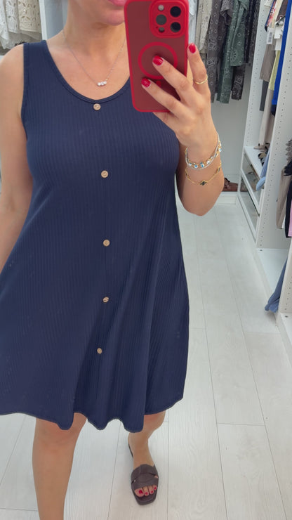 Angelina Plain Loose Fit Ribbed Midi Dress
