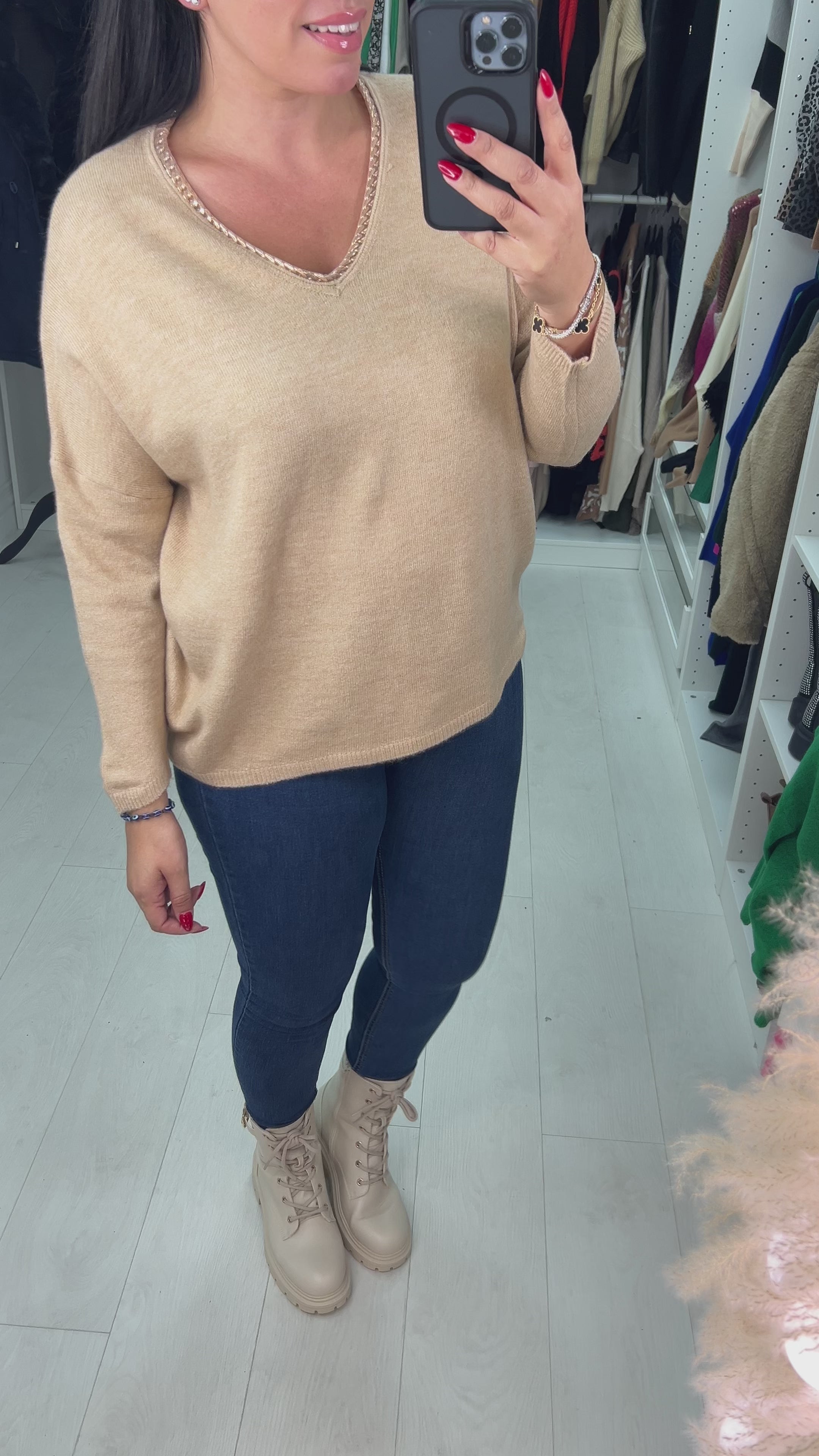 Mabel Chain Neckline Soft Knit Jumper
