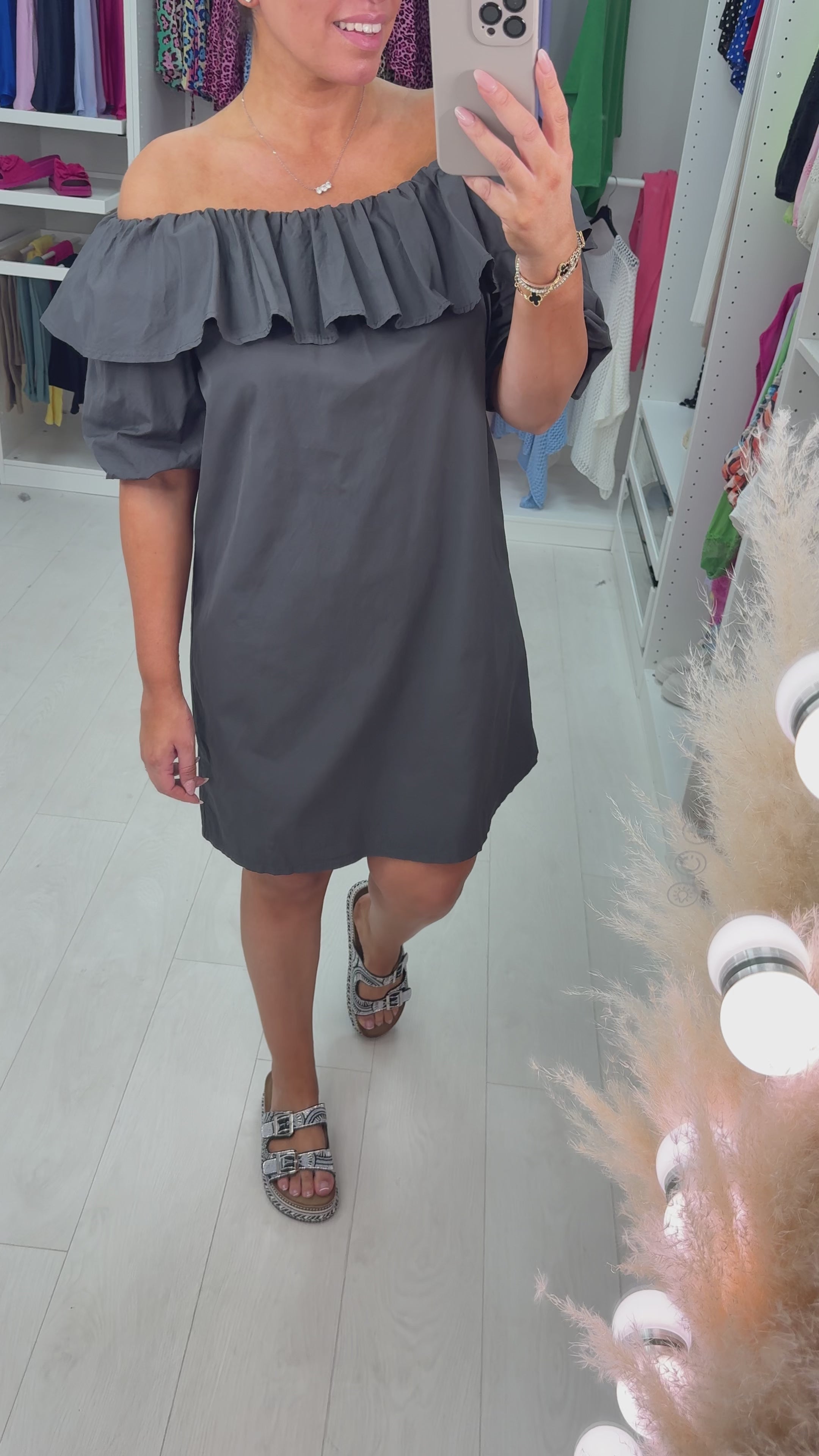 Marlena Puff Sleeve Spaghetti Strap Dress