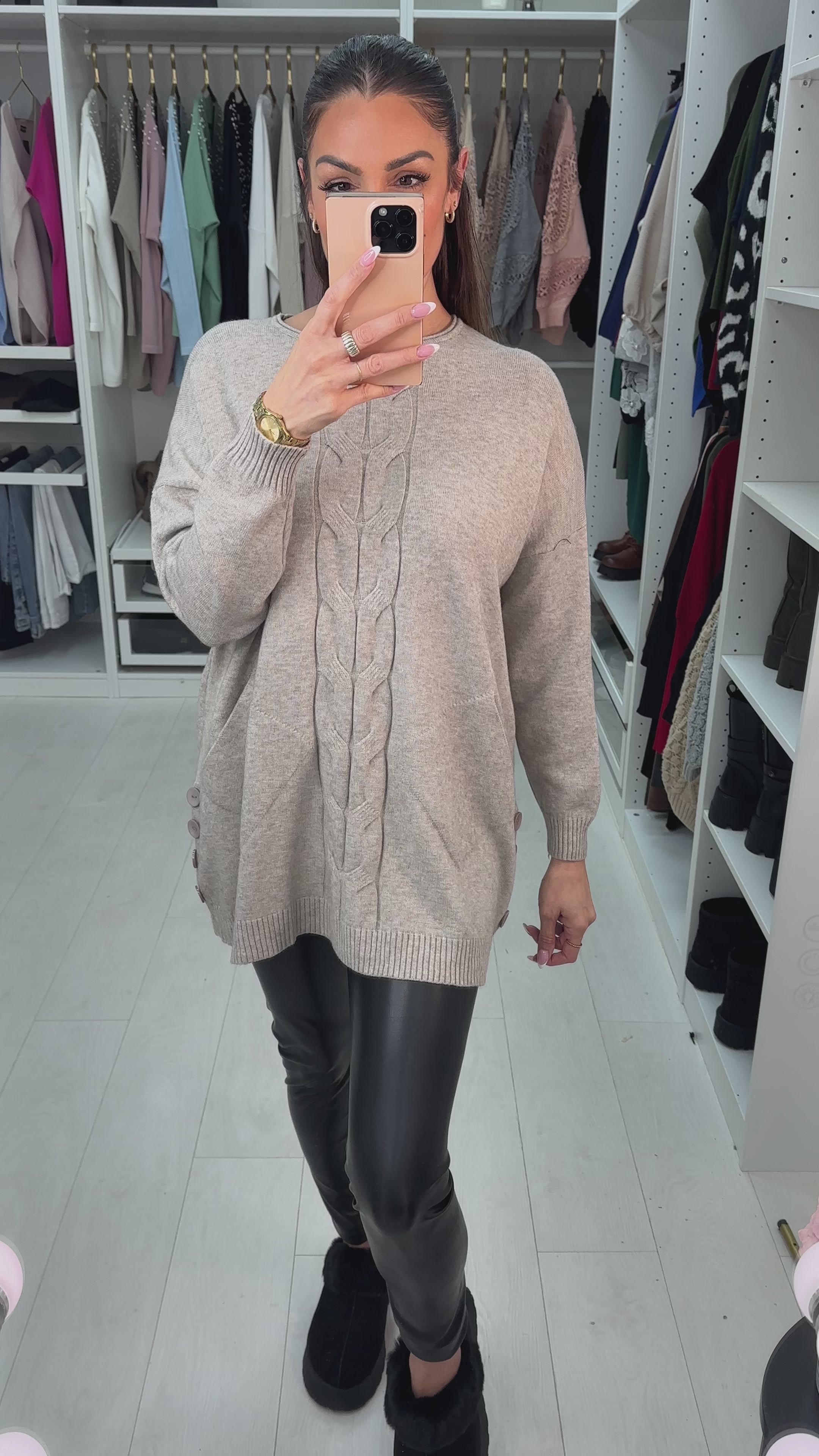 Joanna Cable Detail Pocket Front Jumper