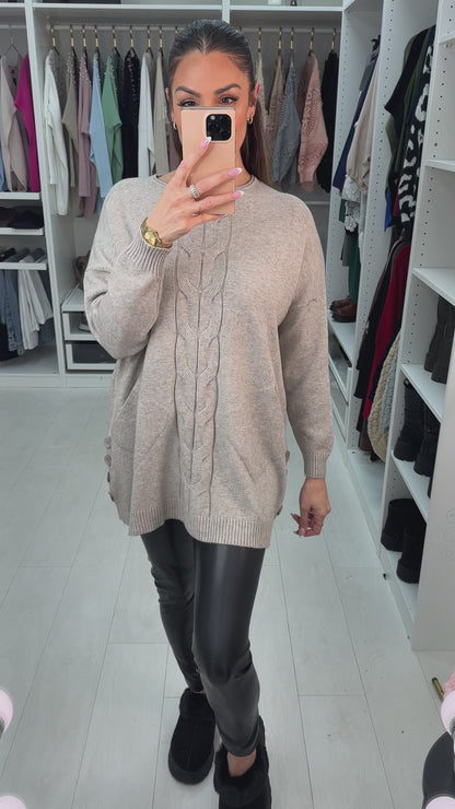 Joanna Cable Detail Pocket Front Jumper