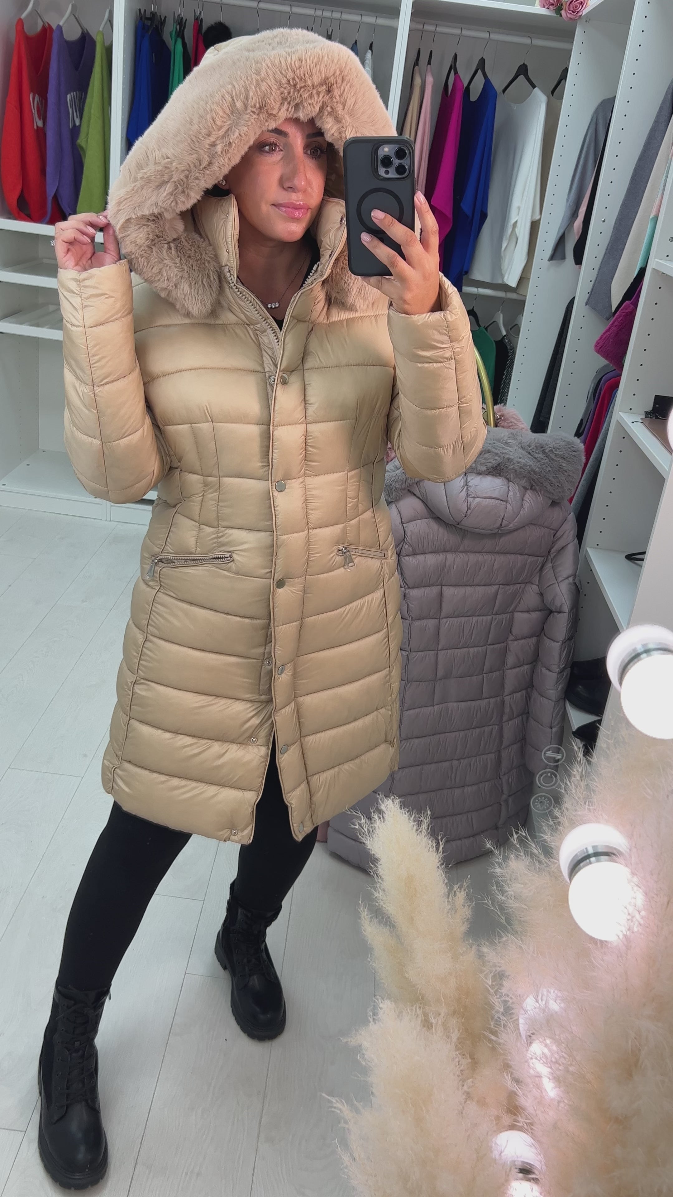 Melinda Faux Fur Hooded Puffer Coat