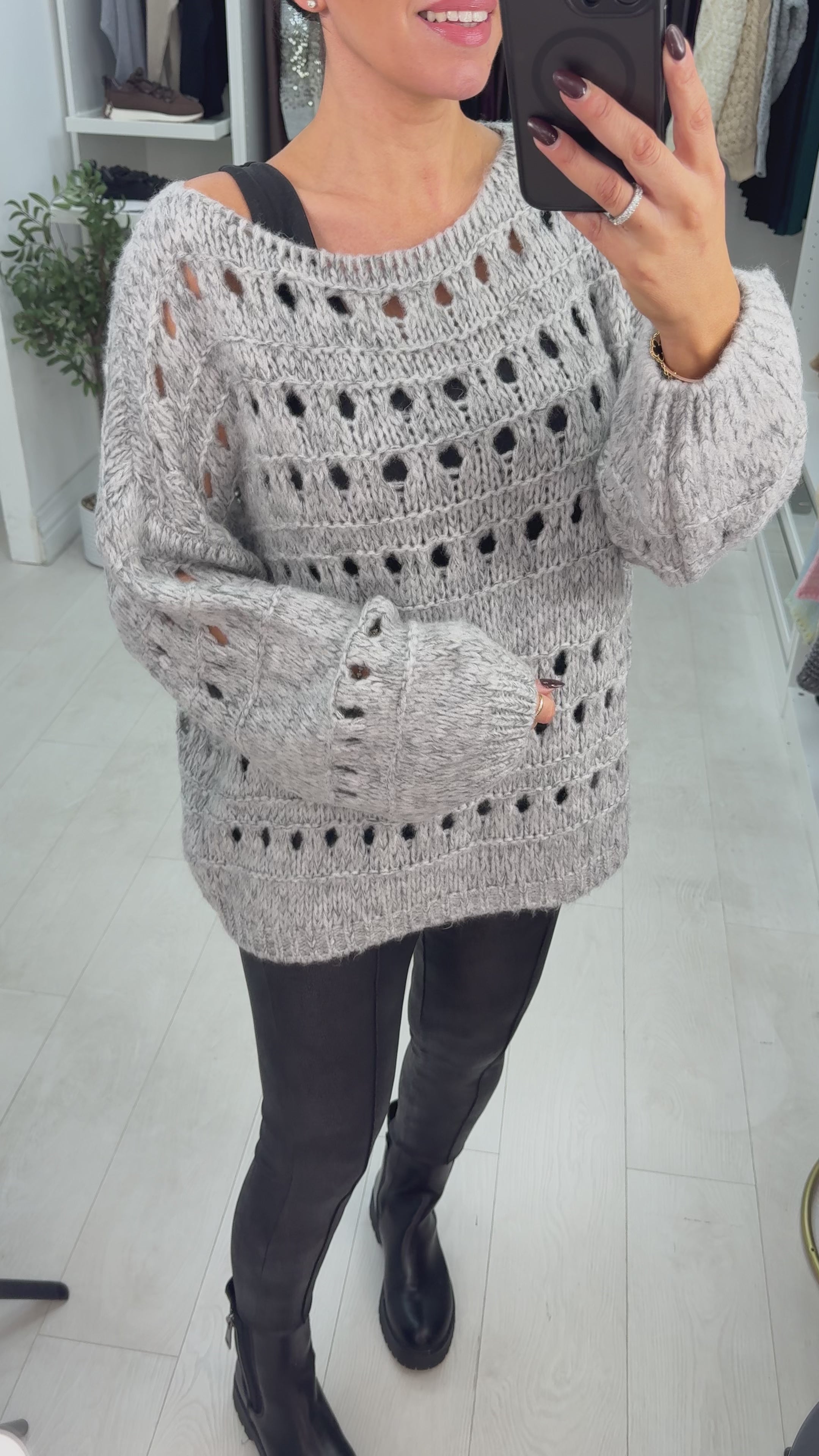 Cienna Chunky Eyelit Stitch Knit Jumper