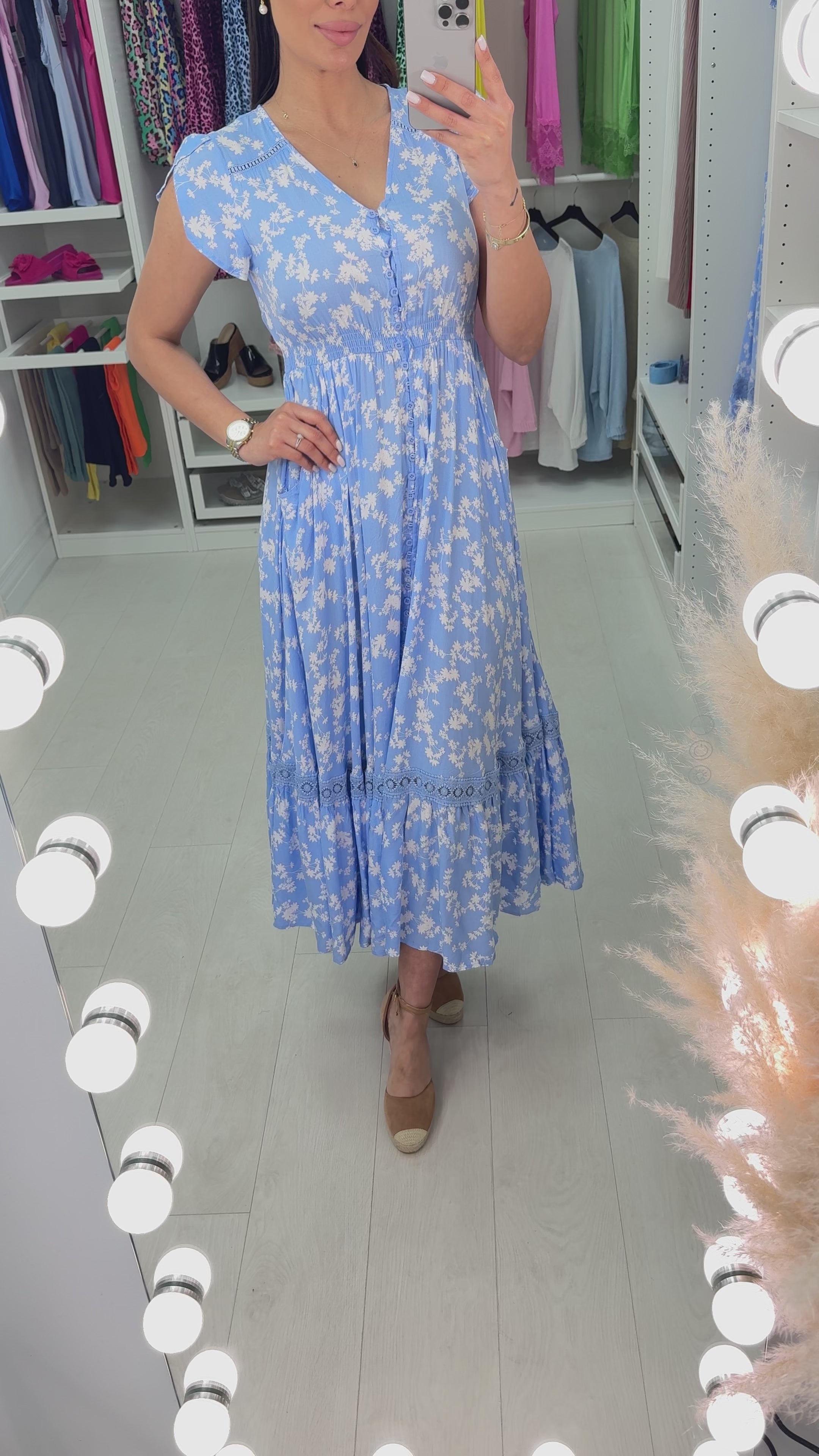 Darya Flower Print Ruffle Hem Maxi Dress