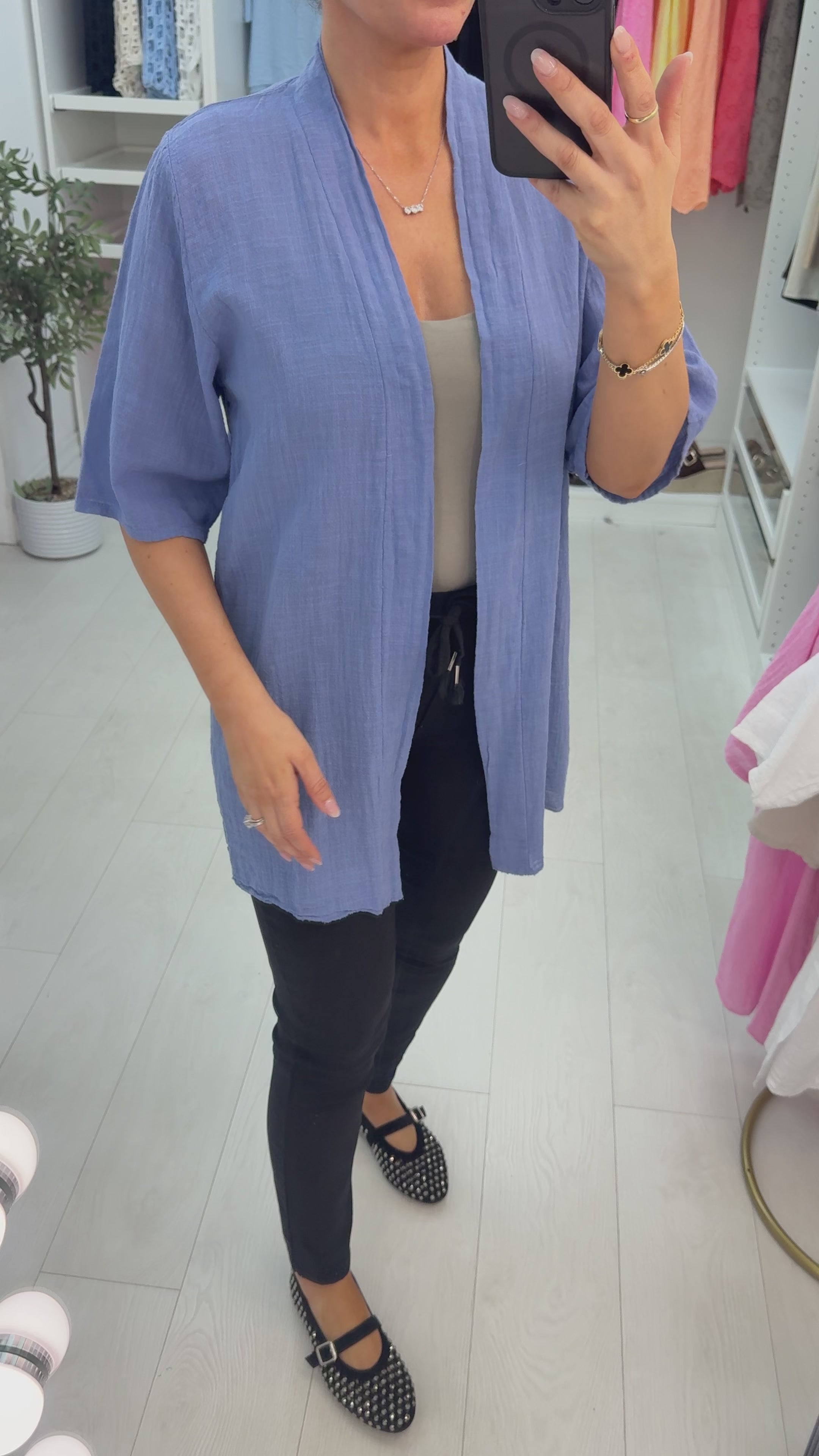 Edena Plain Lightweight Open Front Kimono