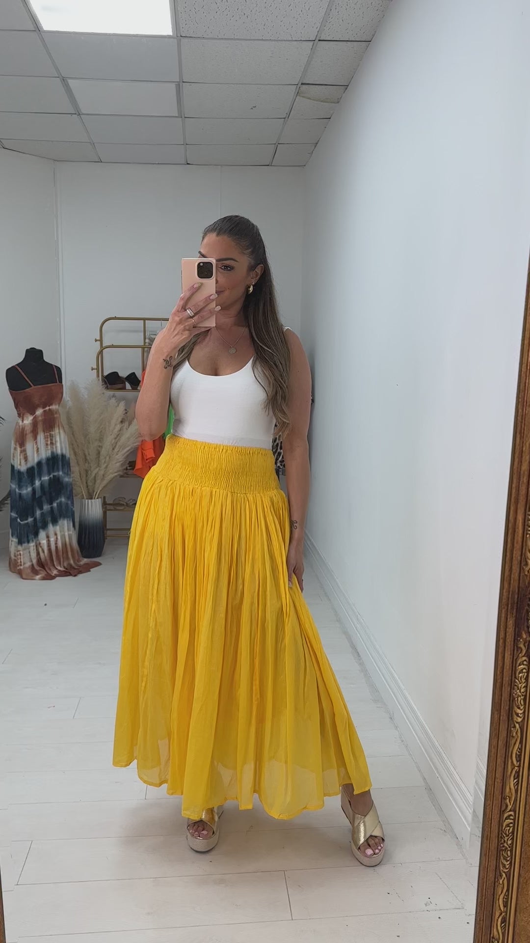 Stefanie Plain Elasticated High Waist Maxi Skirt