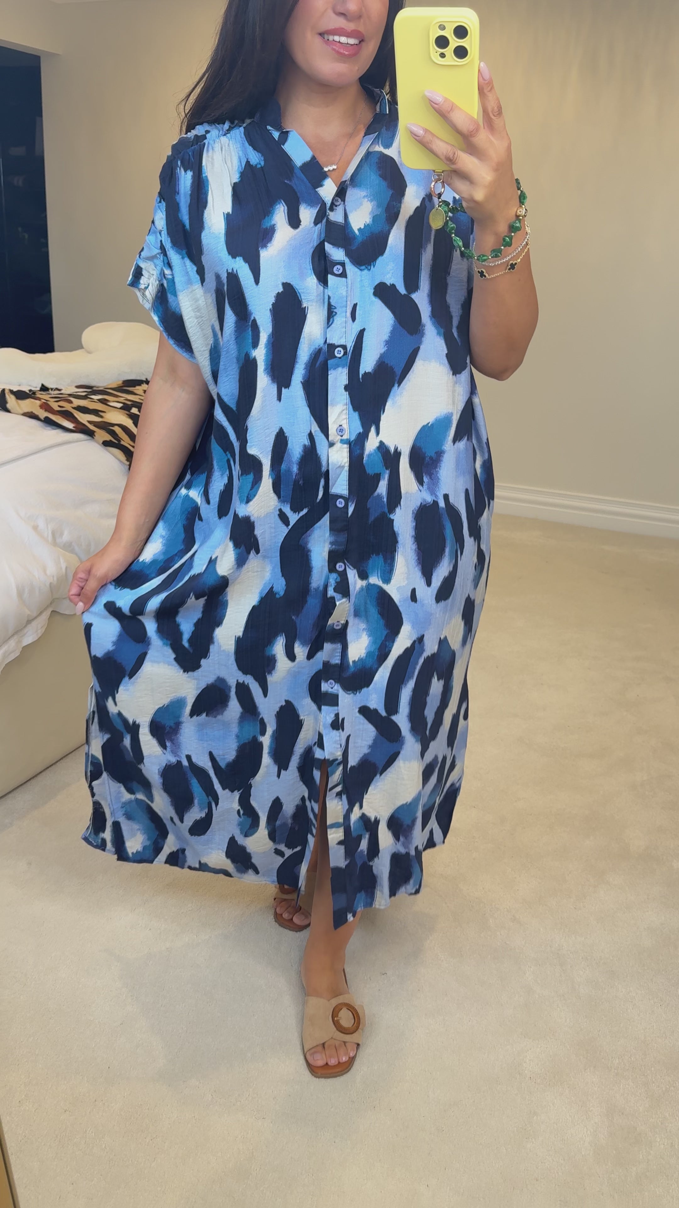 Load video: Meagan Cheetah Pattern Loose Fit Maxi Dress
