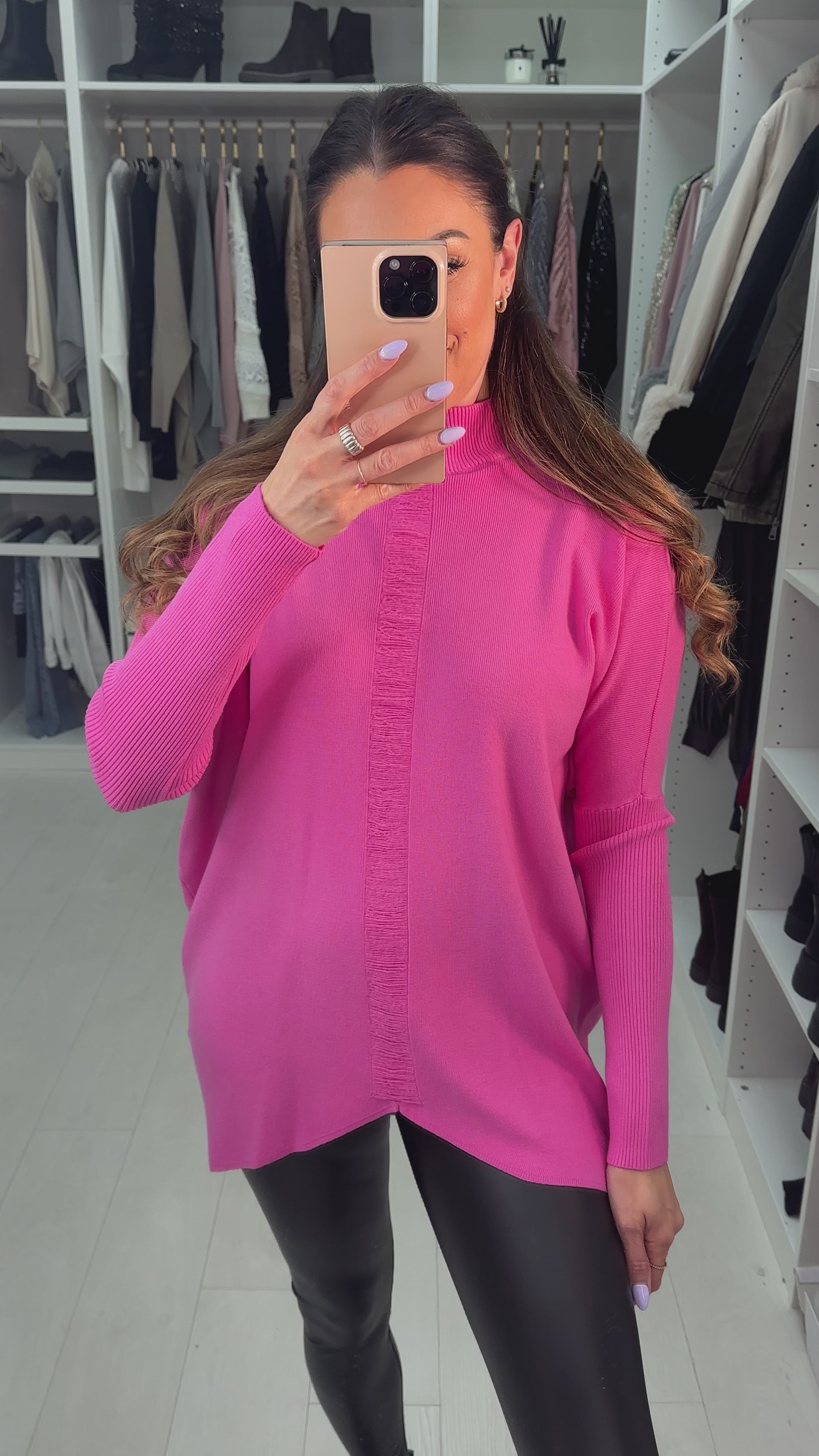 Load video: Nelson Ripped Detail High Neck Jumper