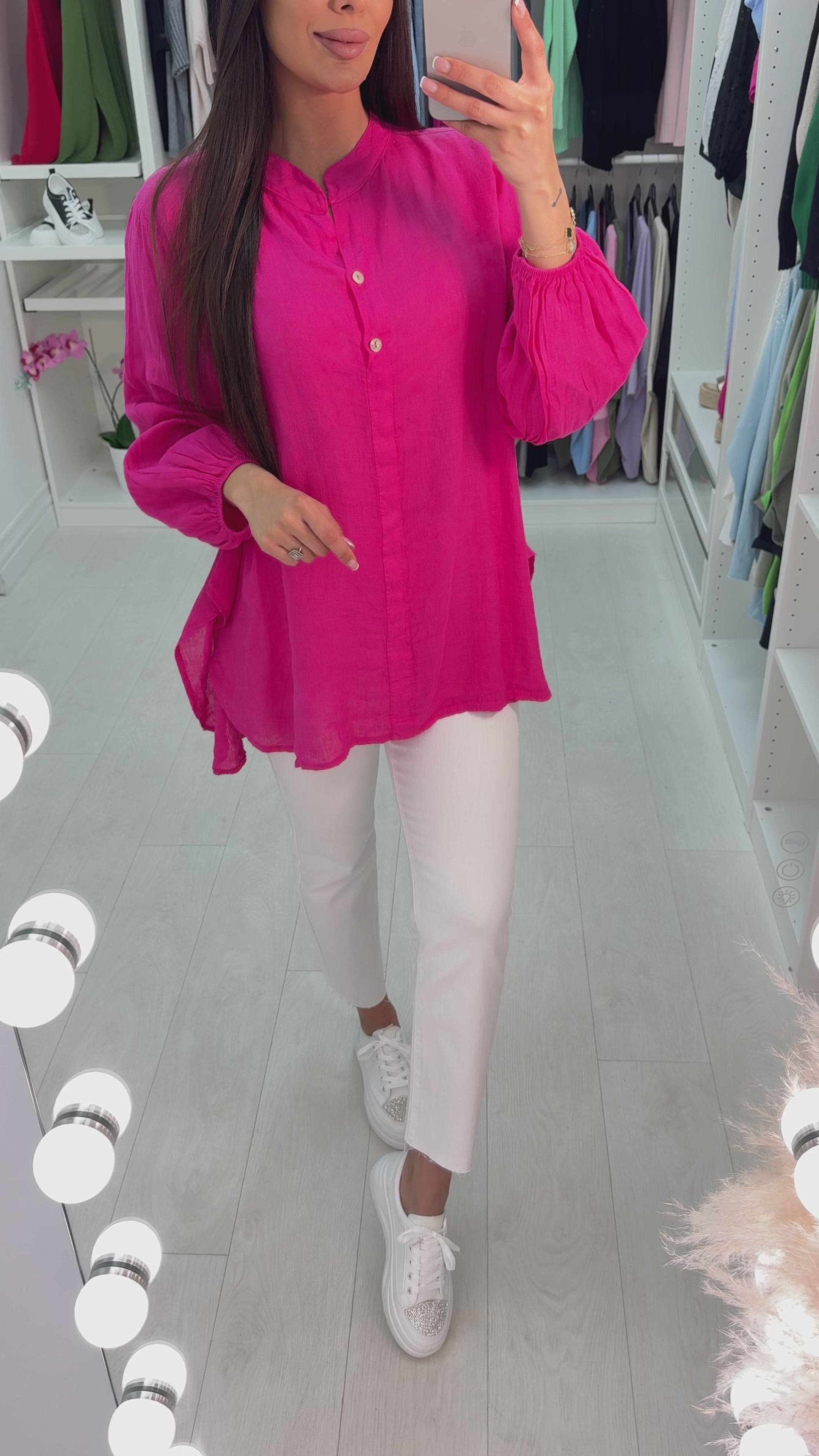 Marley Half Button Up Linen Top