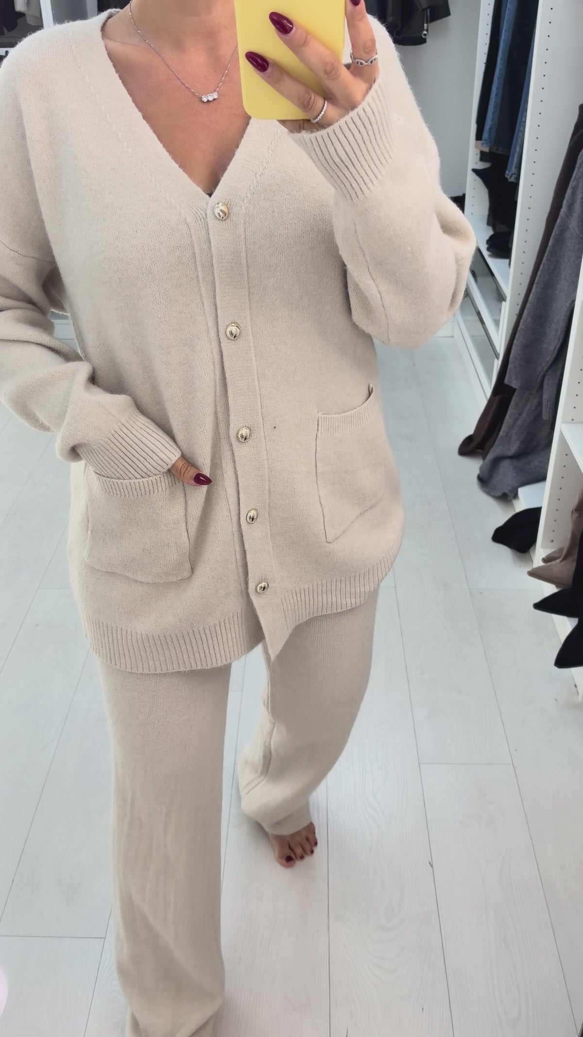 Hollis Plain Longline Cardigan Loungewear Set