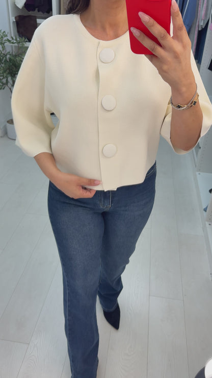 Florie Button Front Knit Top