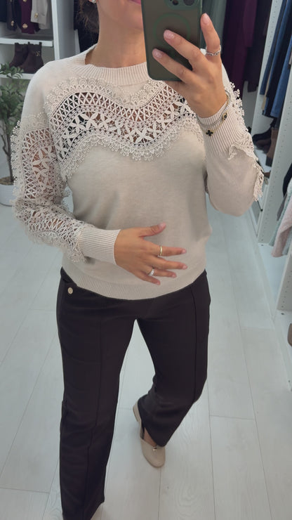 Rosabelle Crochet Detail Soft Knit Jumper