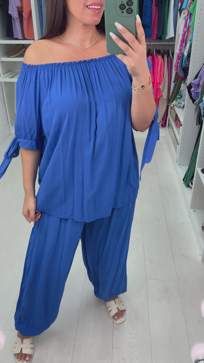 Sapphira Elasticated Tie Shoulder Hareem Co-Ord