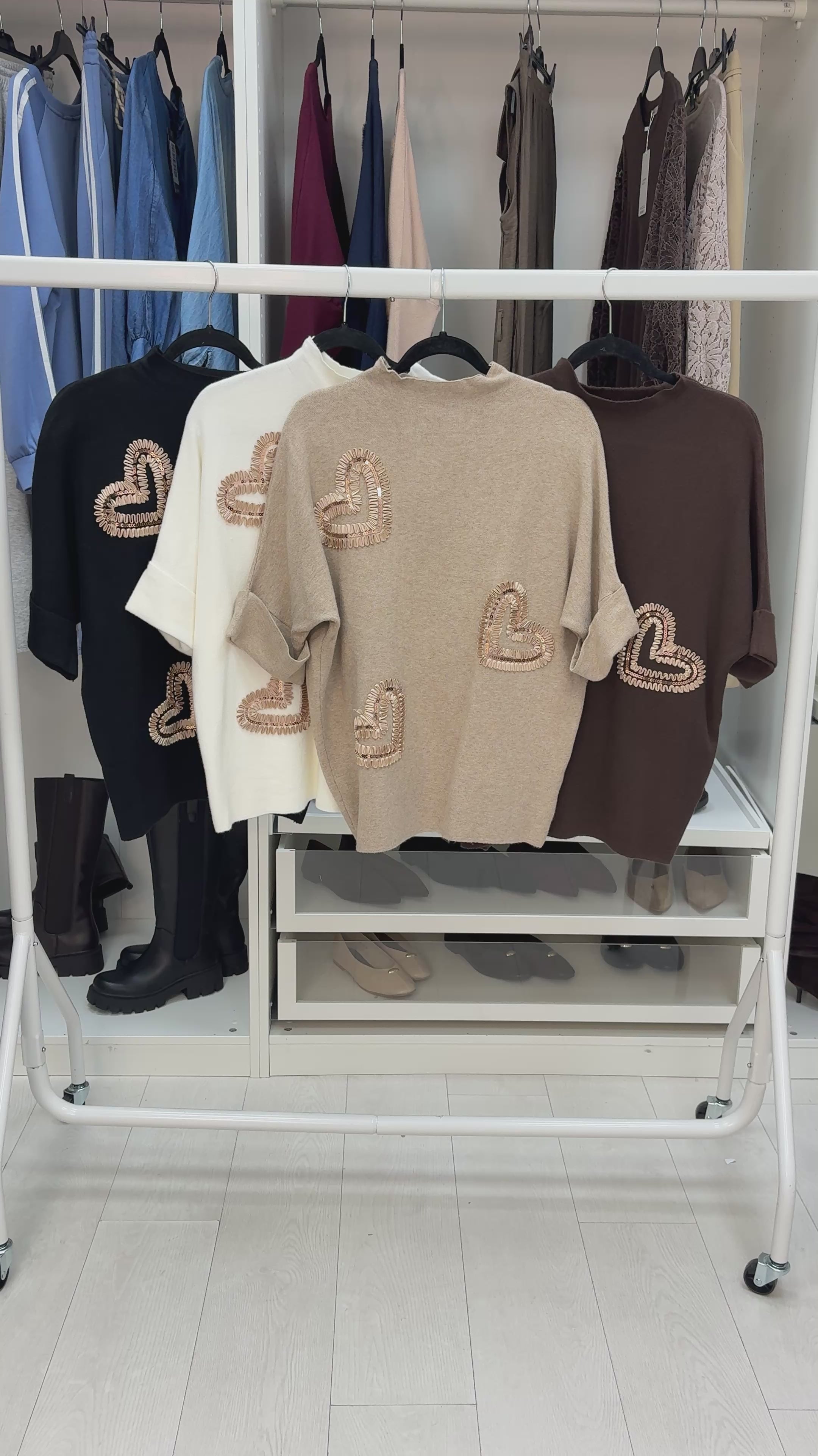Load video: Vania Embellished Heart High Neck Jumper