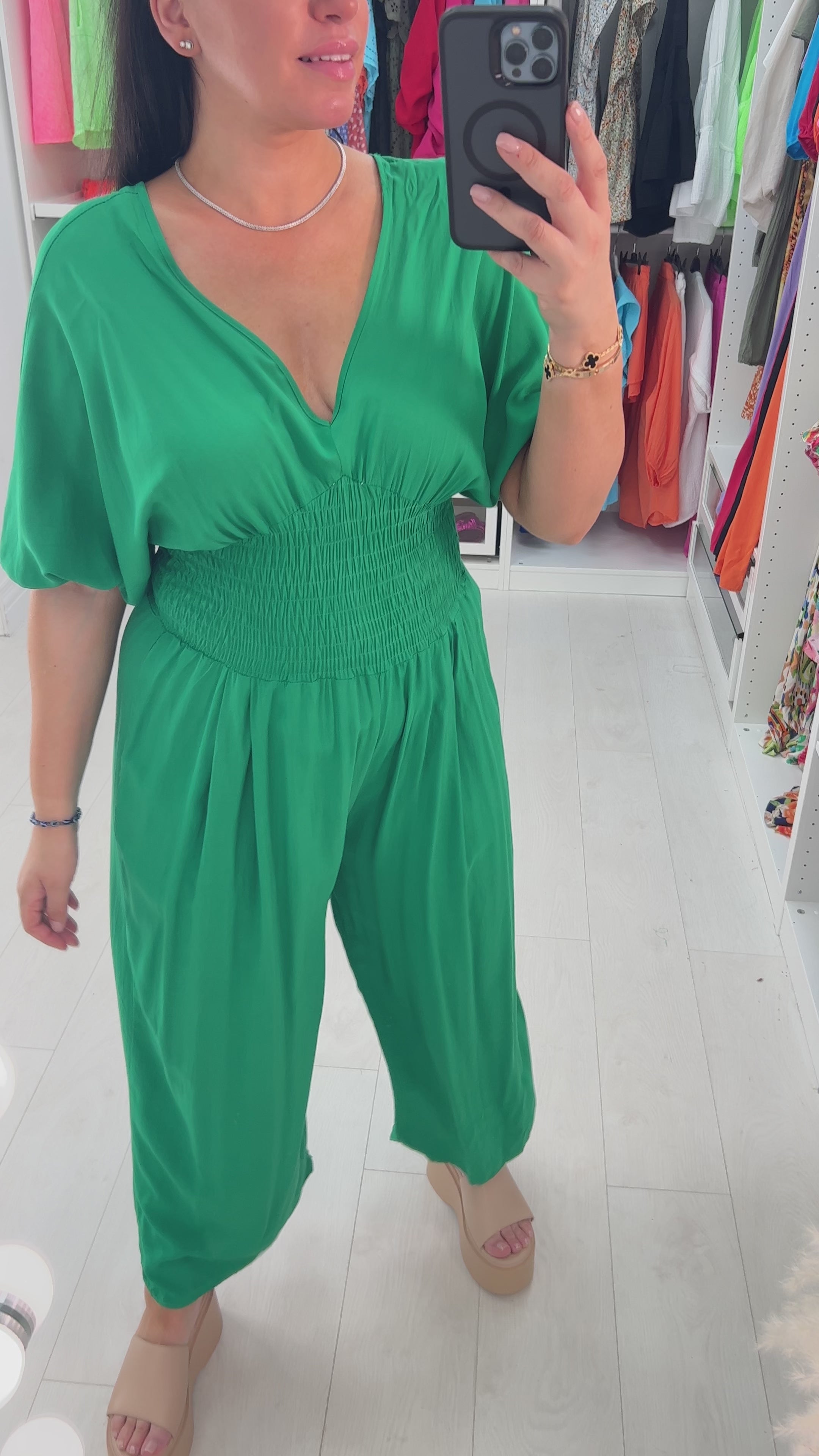 Anita Elasticated Waist Deep V Jumpsuit