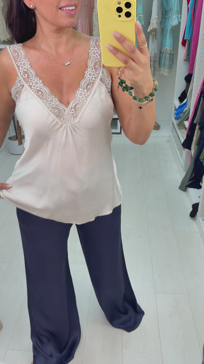 Skye Lace Trim Detail Satin Cami