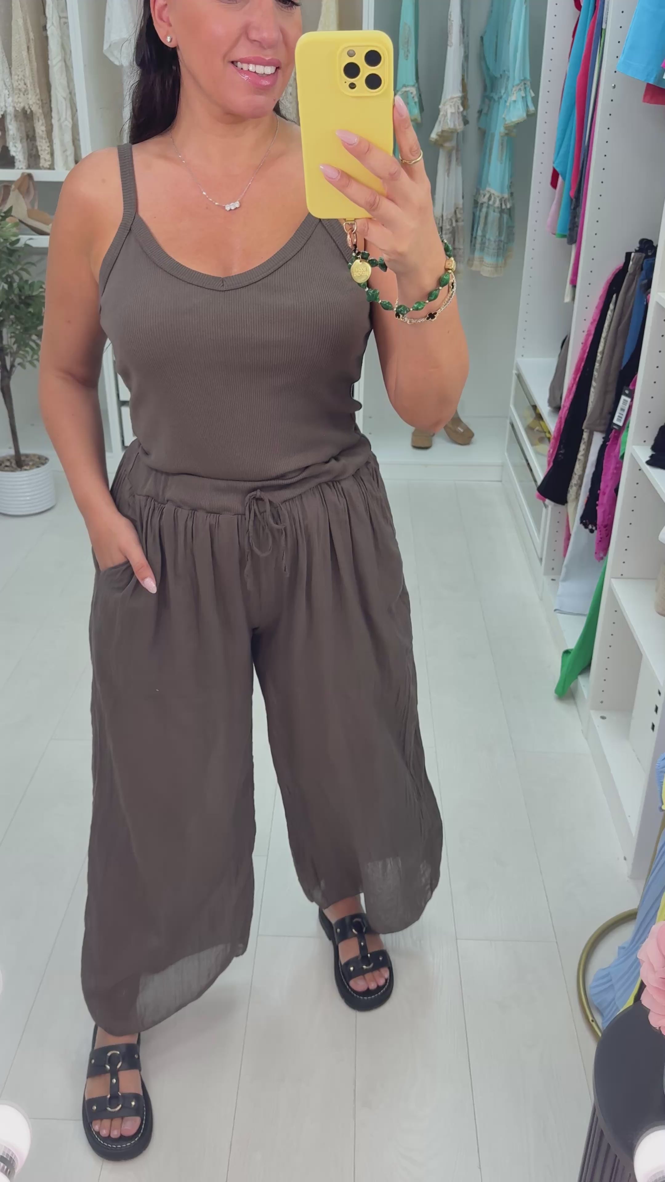 Load video: Tanira Wide Leg Cami Jumpsuit