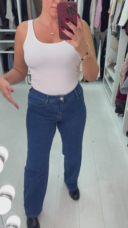 Costello Denim Blue Wide Leg Shaping Jeans