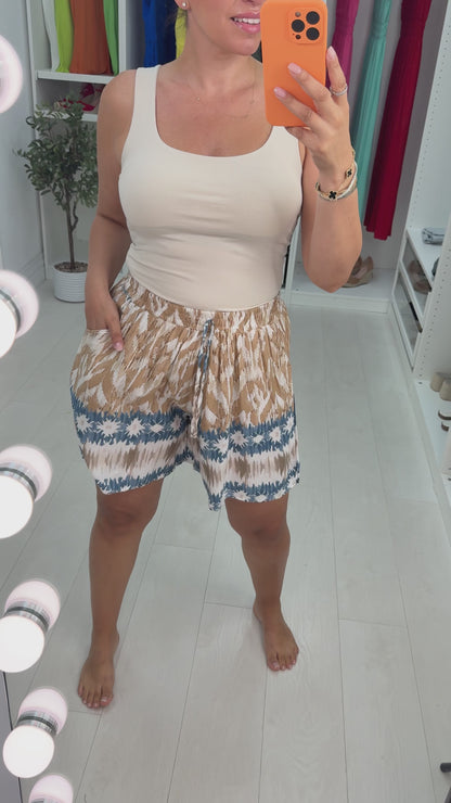 Jovie Abstract Print Elasticated Waist Shorts