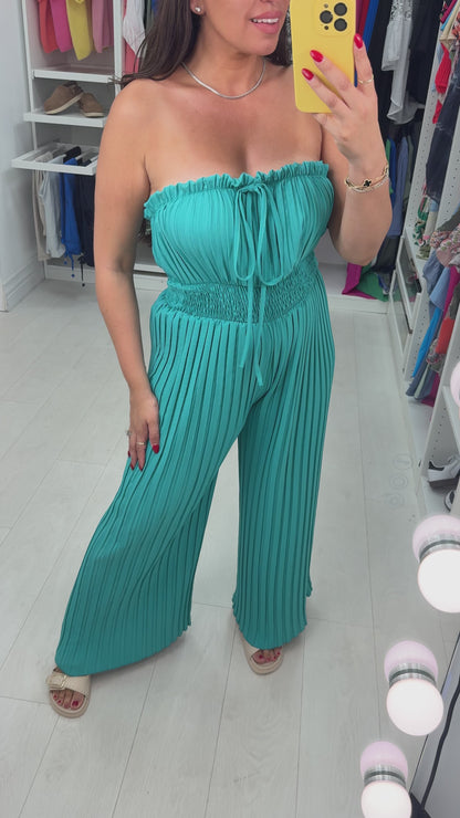 Cecily Elasticated Pleated Plain Jumpsuit