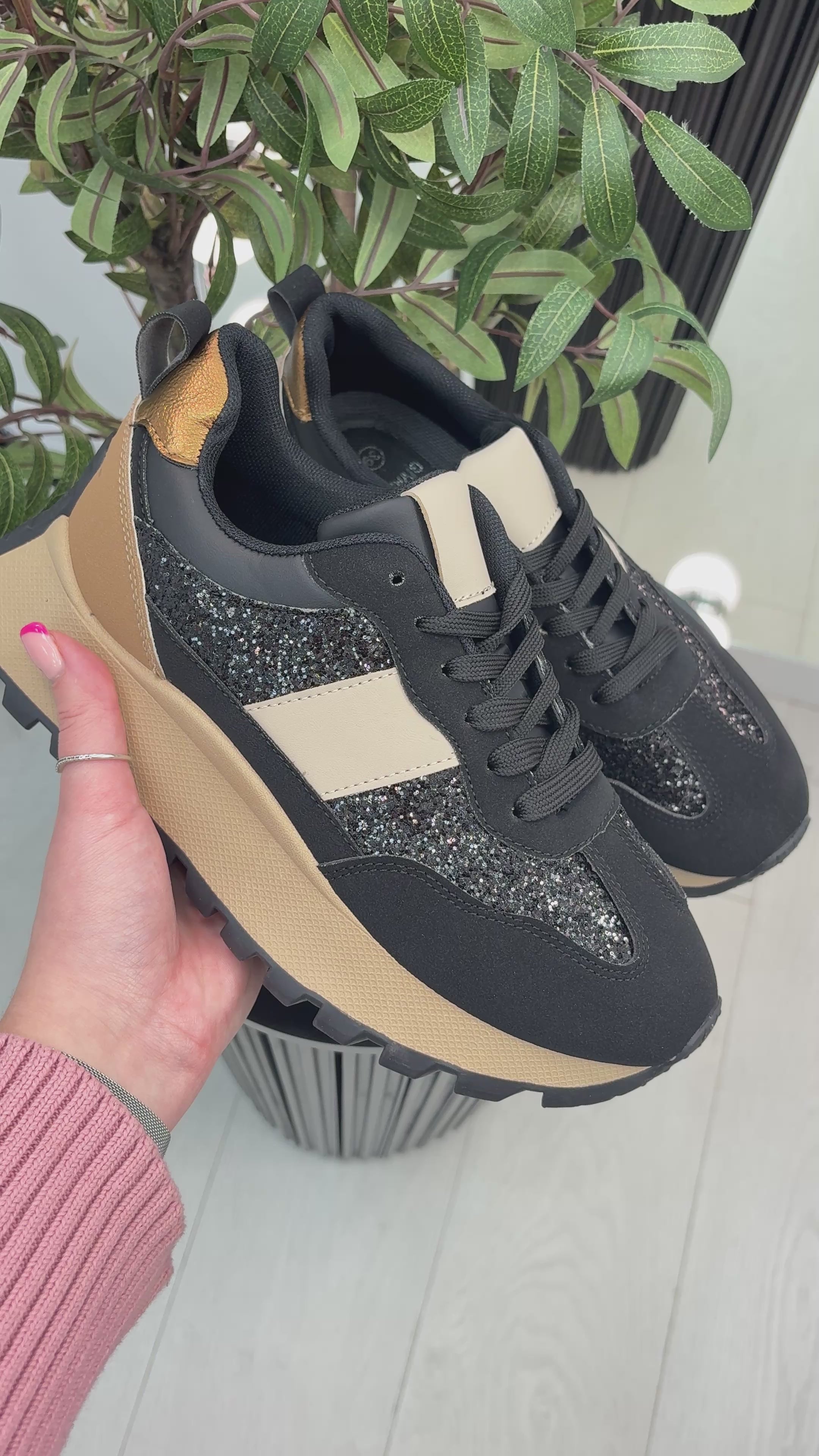 Corrine Glitter Detailed Chunky Sole Trainers