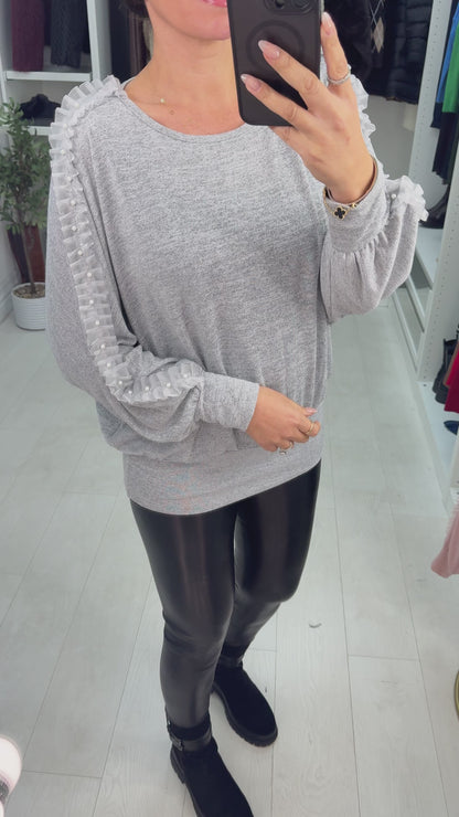 Lily Plain Frill Batwing Sleeve Jumper