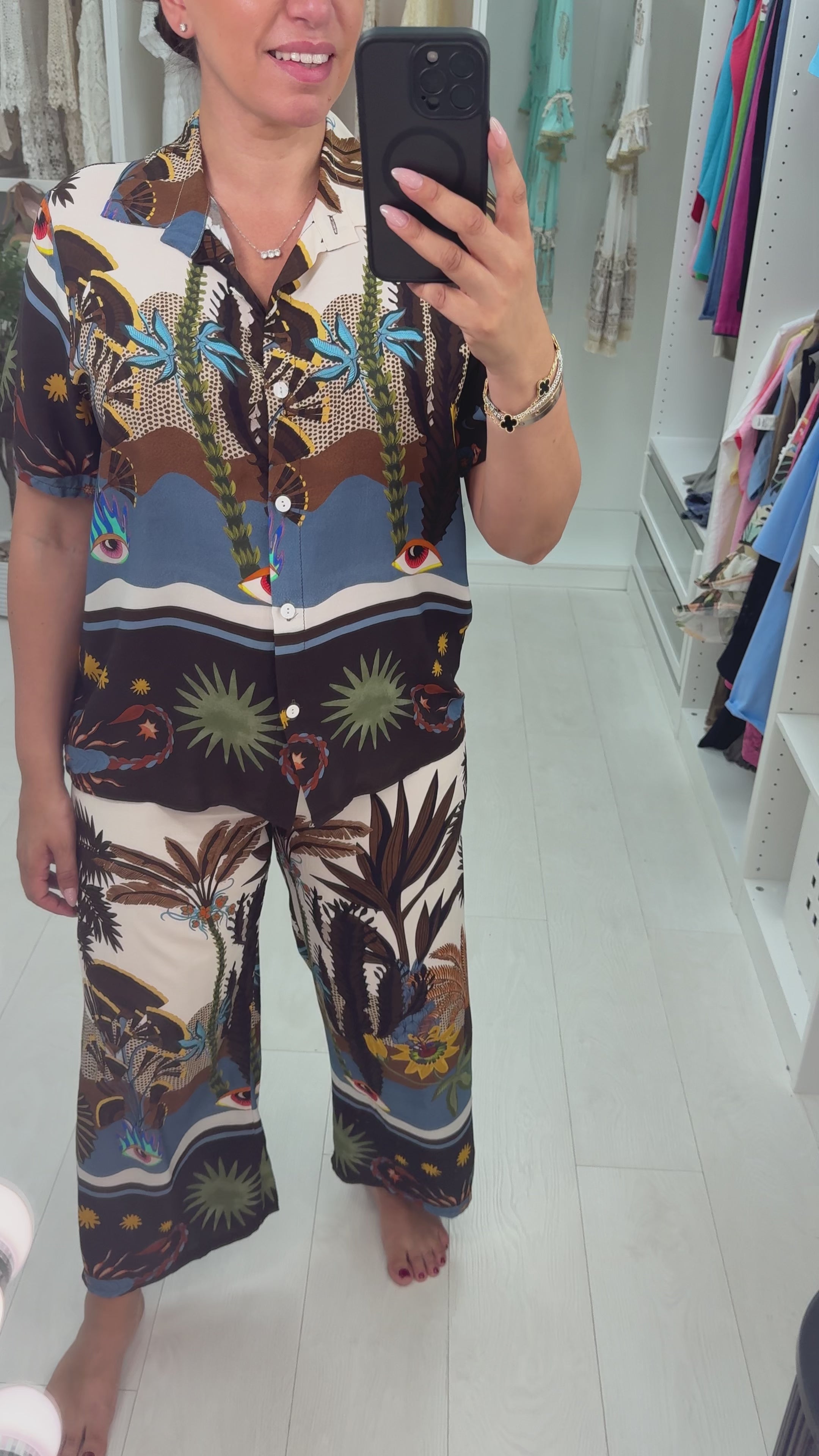 Load video: Jazmine Abstract Print Shirt Co-Ord Set