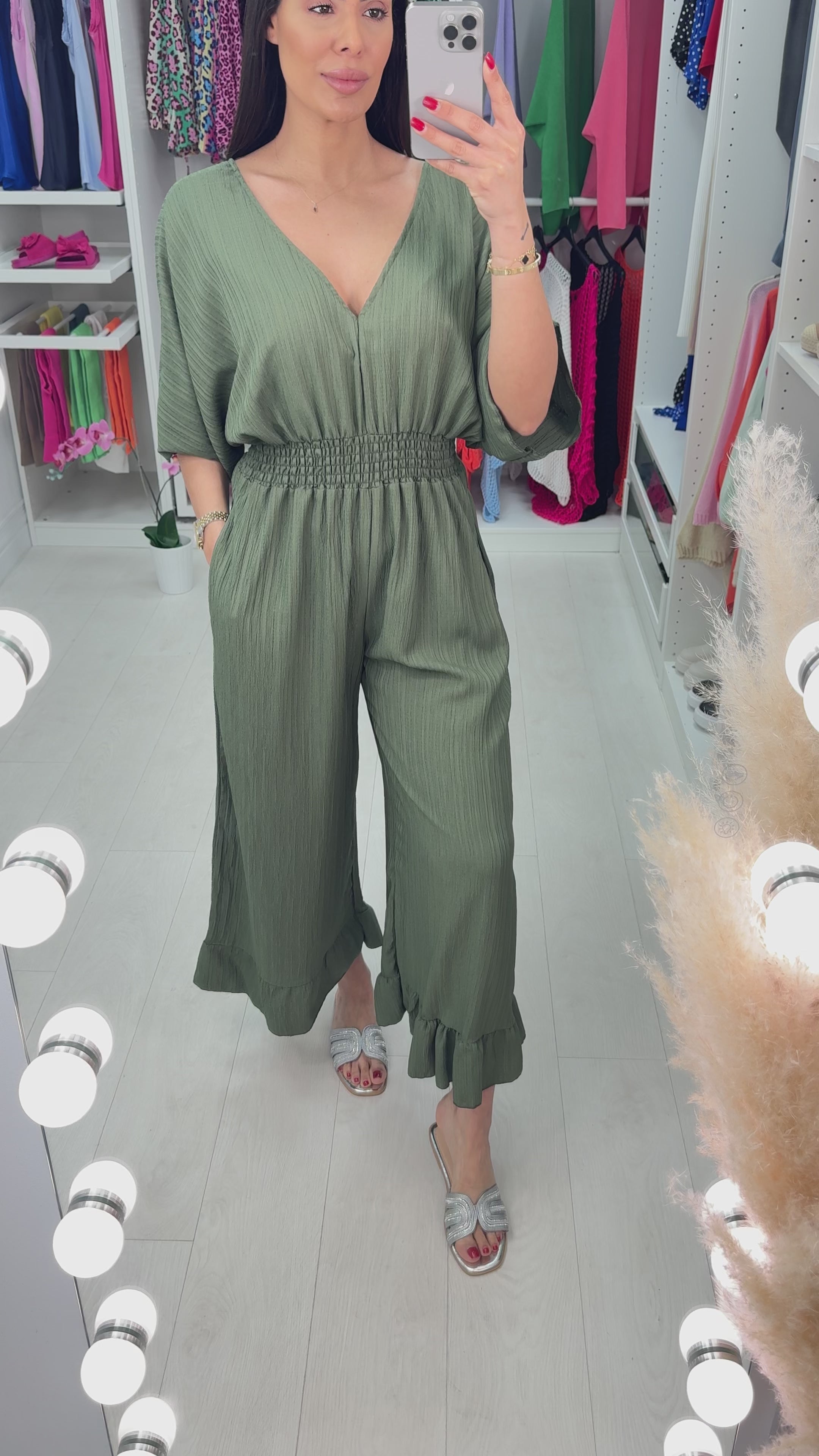 Load video: Cassis Crepe Wide Leg Jumpsuit