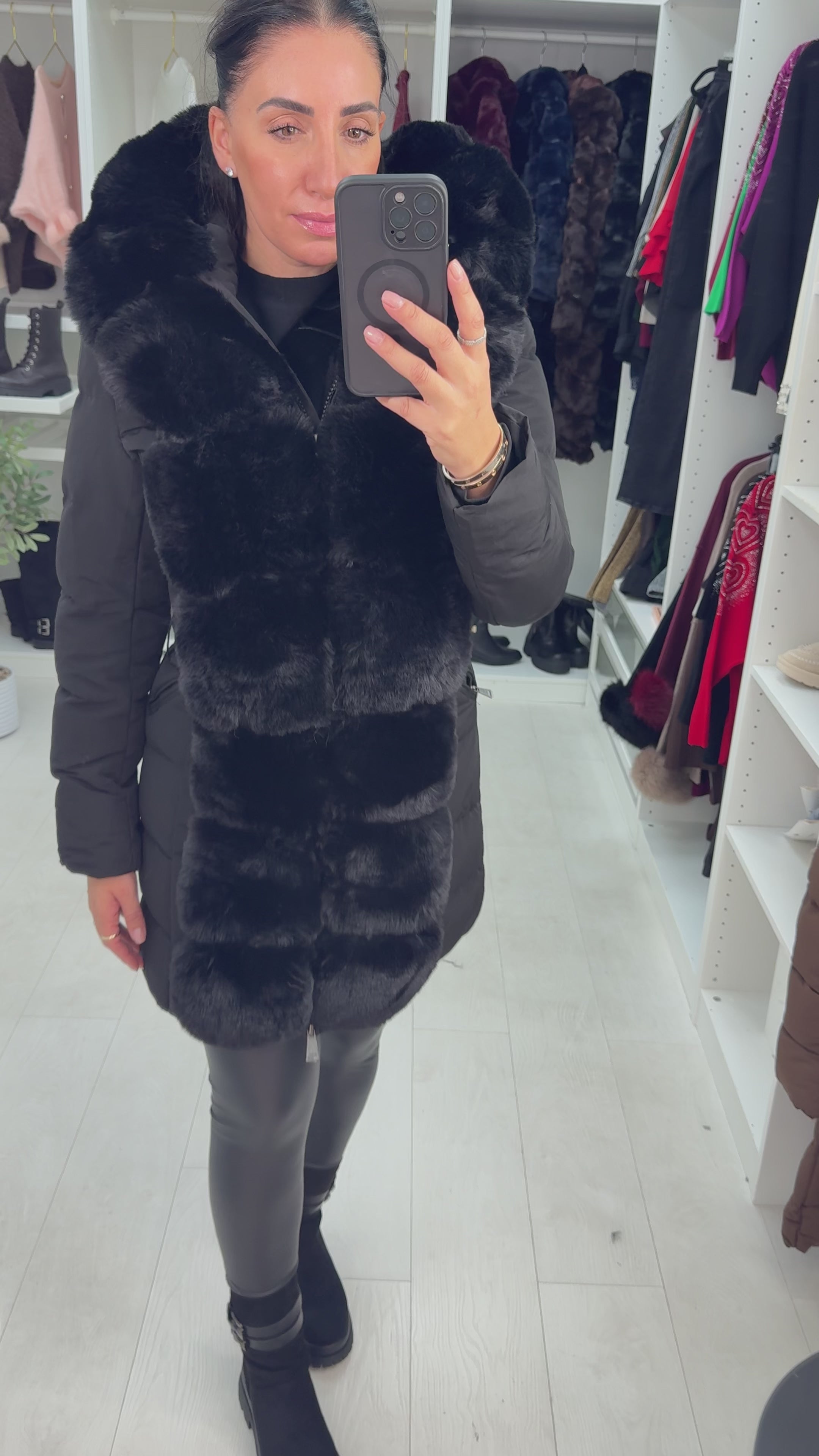 Waverly Faux Fur Padded & Belted Coat