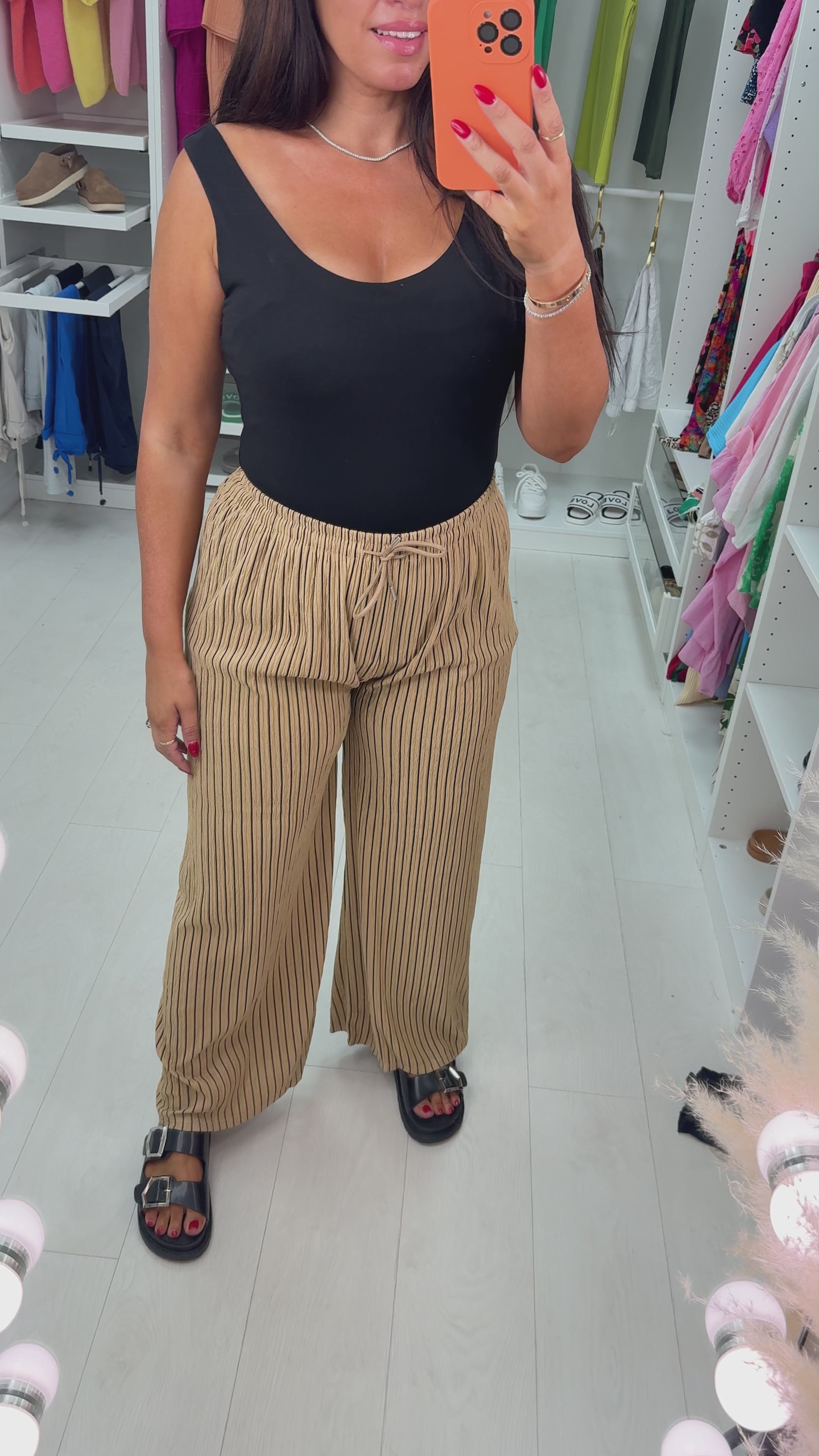 Shania Pleated Striped Trousers