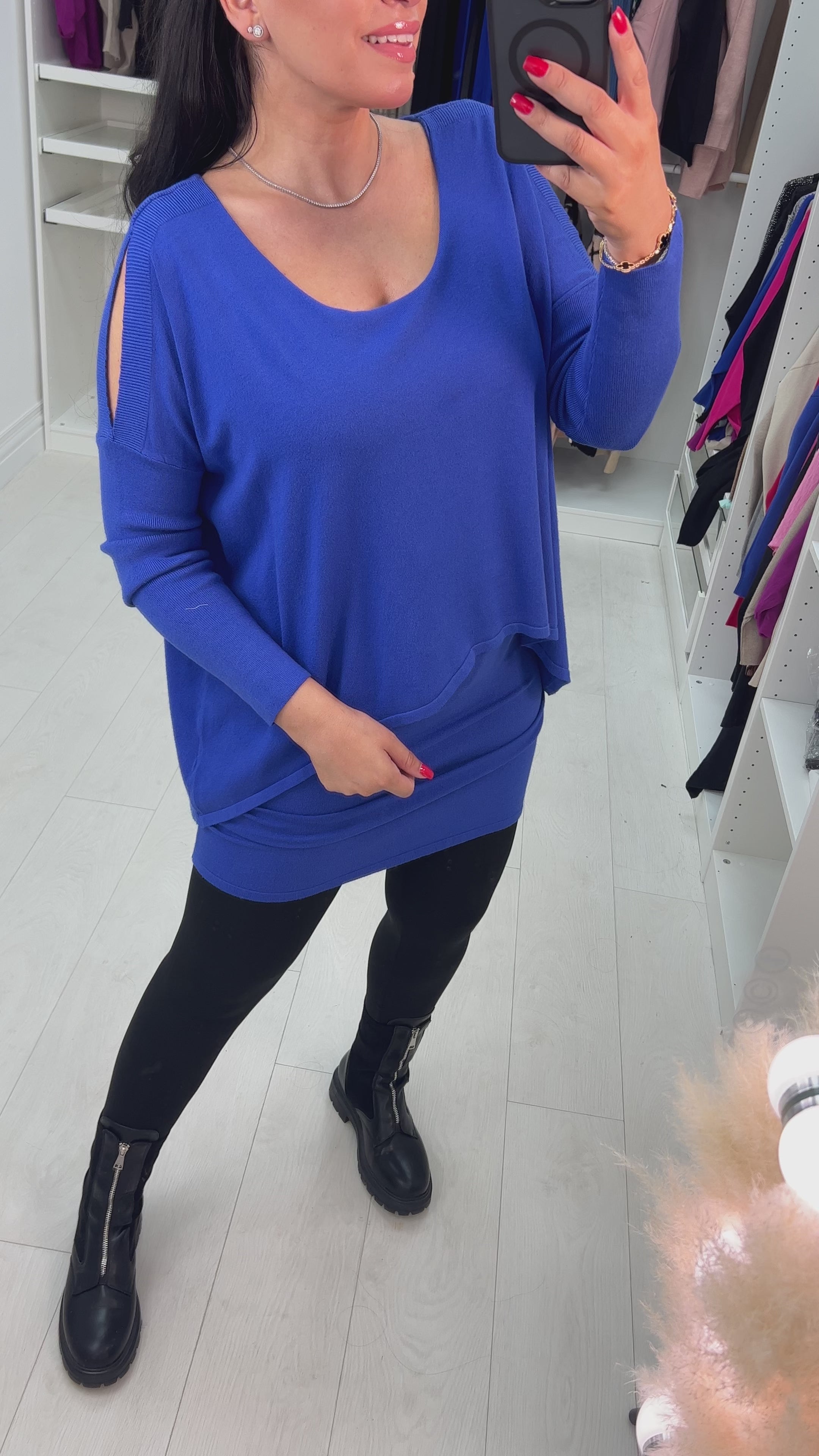 Candace Cold Shoulder Double Layered Jumper