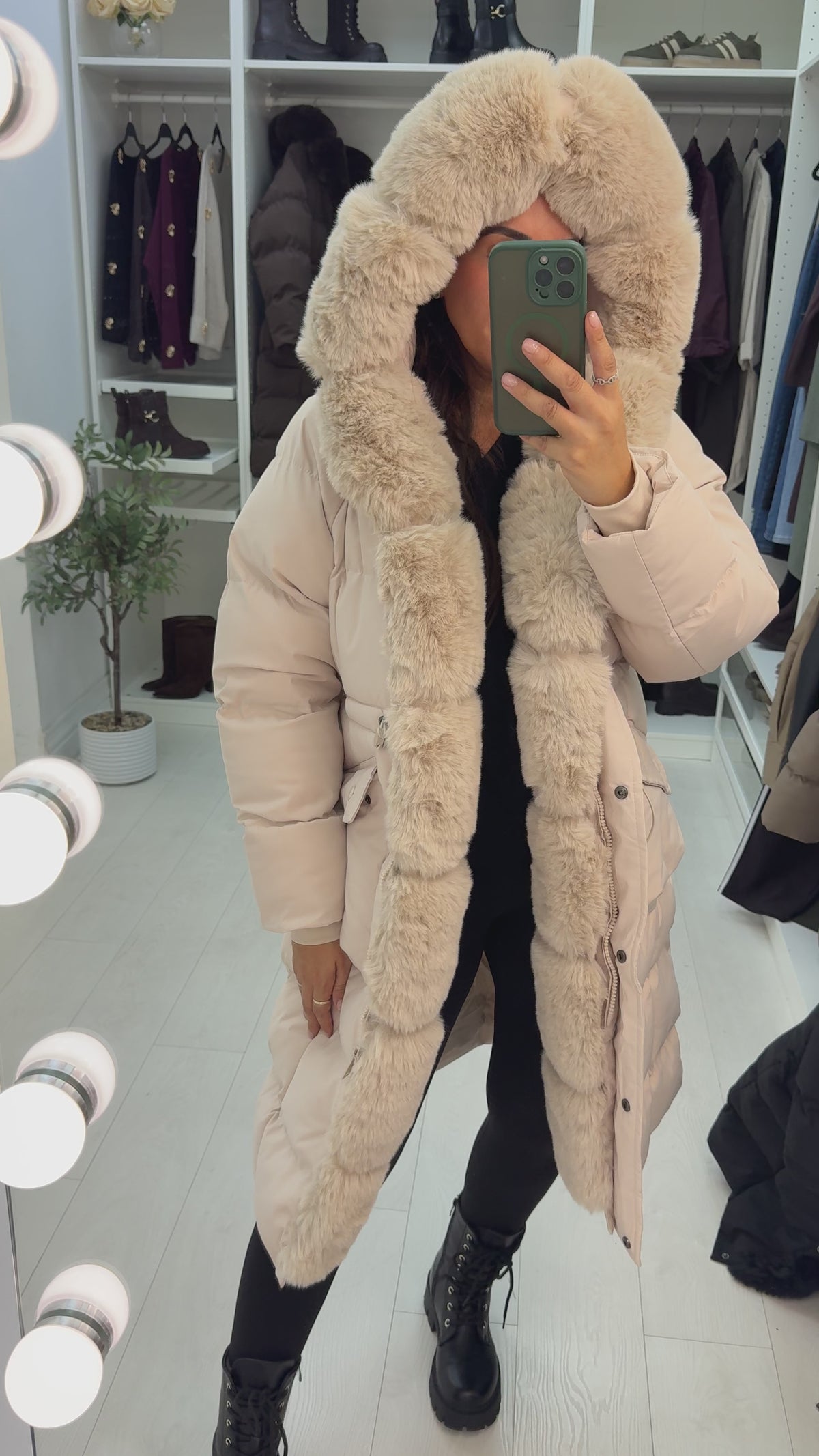 Zenaya Faux Fur Hooded Longline Coat