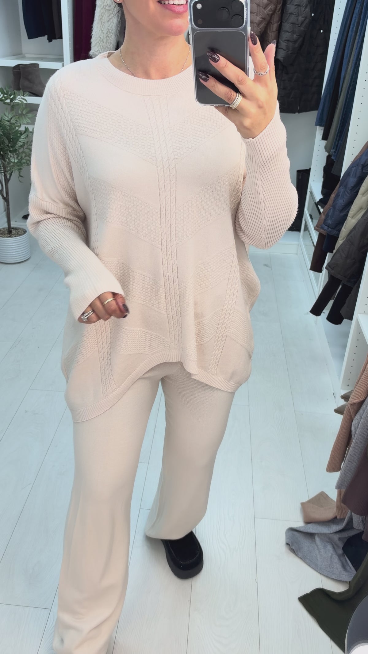 Anthea Plain Textured Loose Fit Loungewear Set