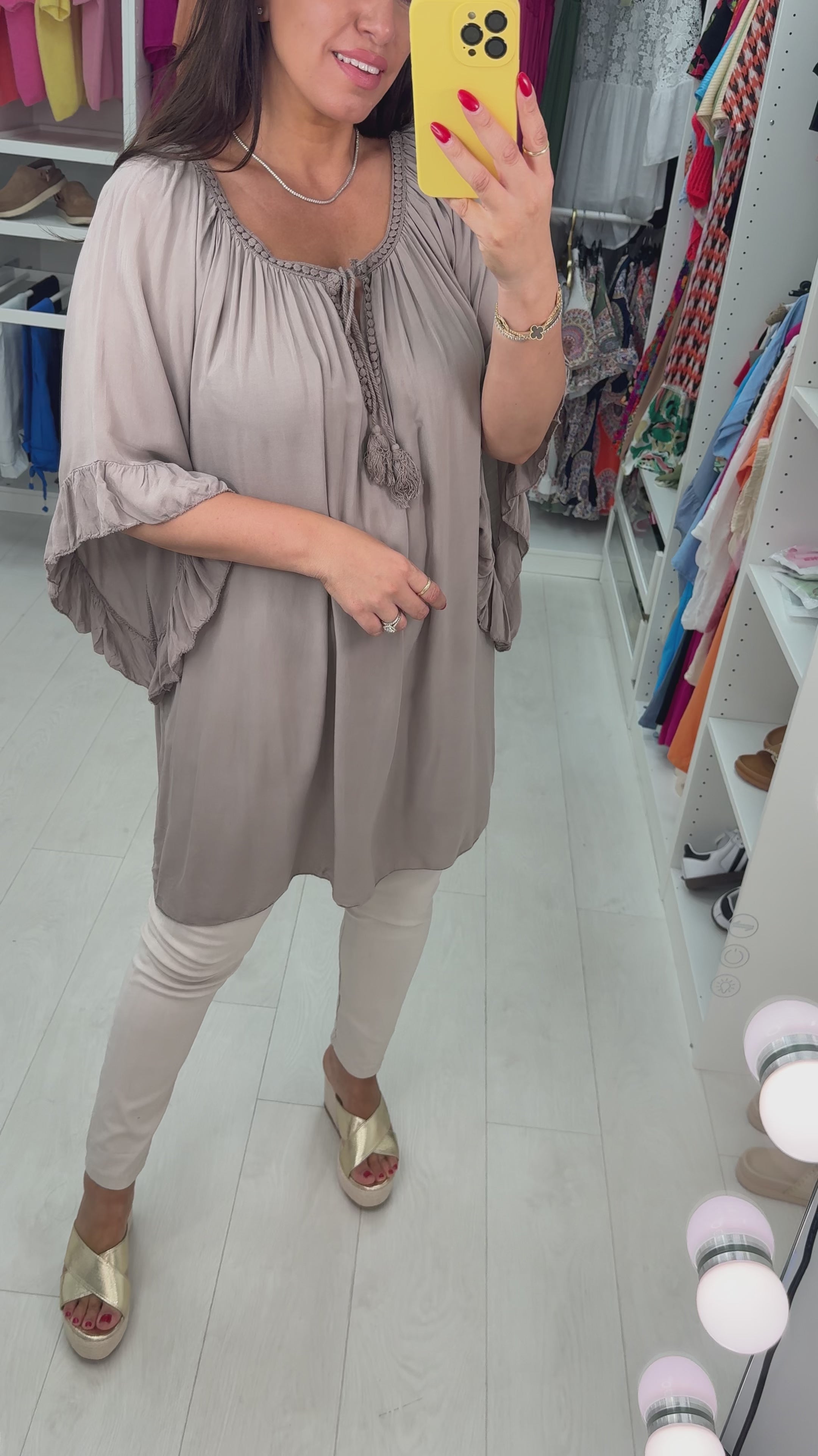 Load video: Valeria Crochet Neck Lightweight Top