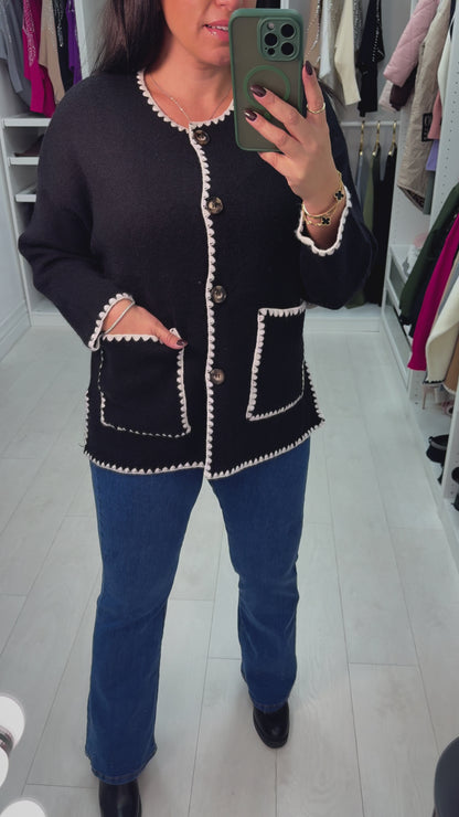 Aryanna Contrast Stitch Cardigan