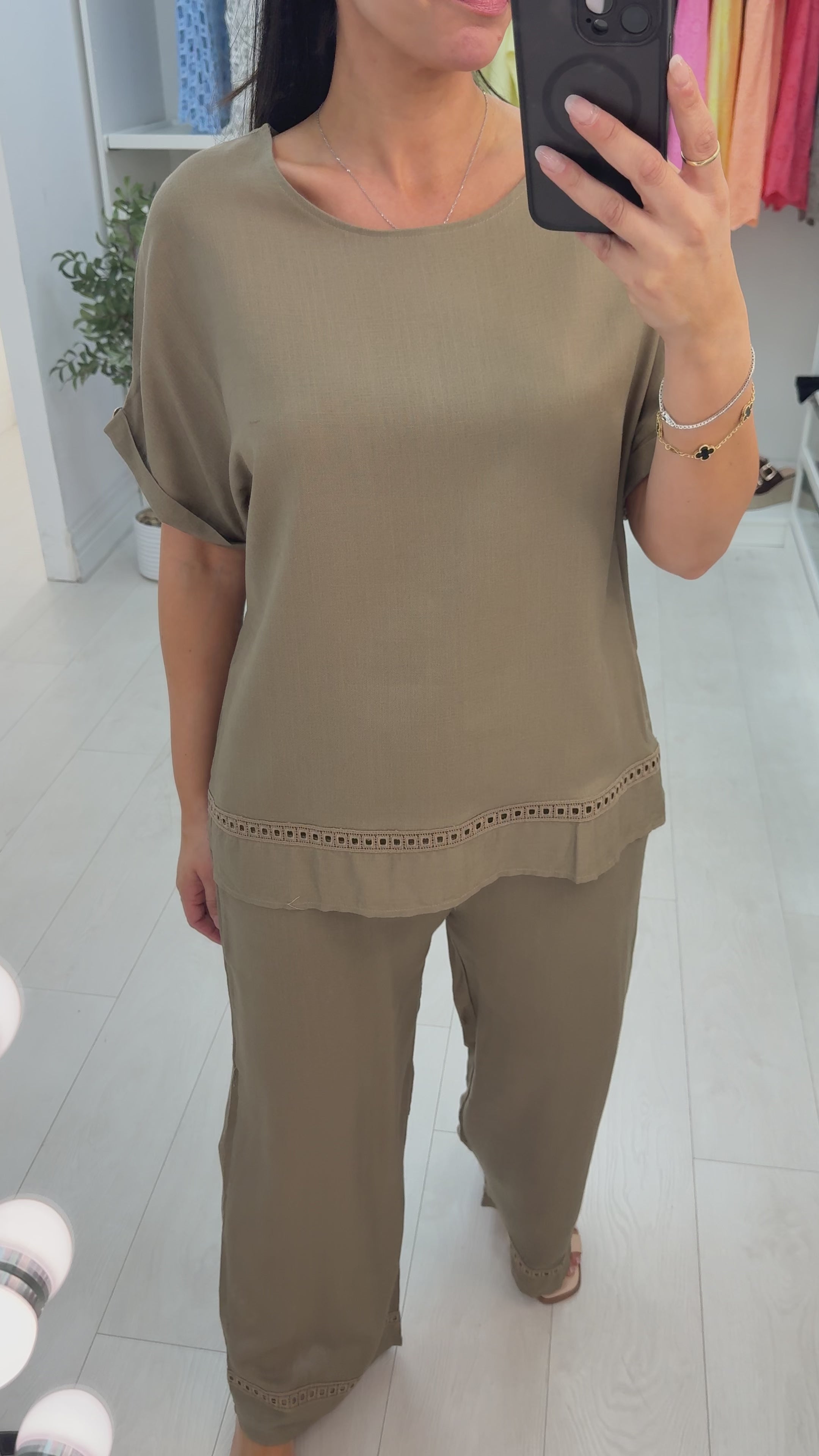 Olana Plain Loose Fit Detailed Trim Co-Ord Set