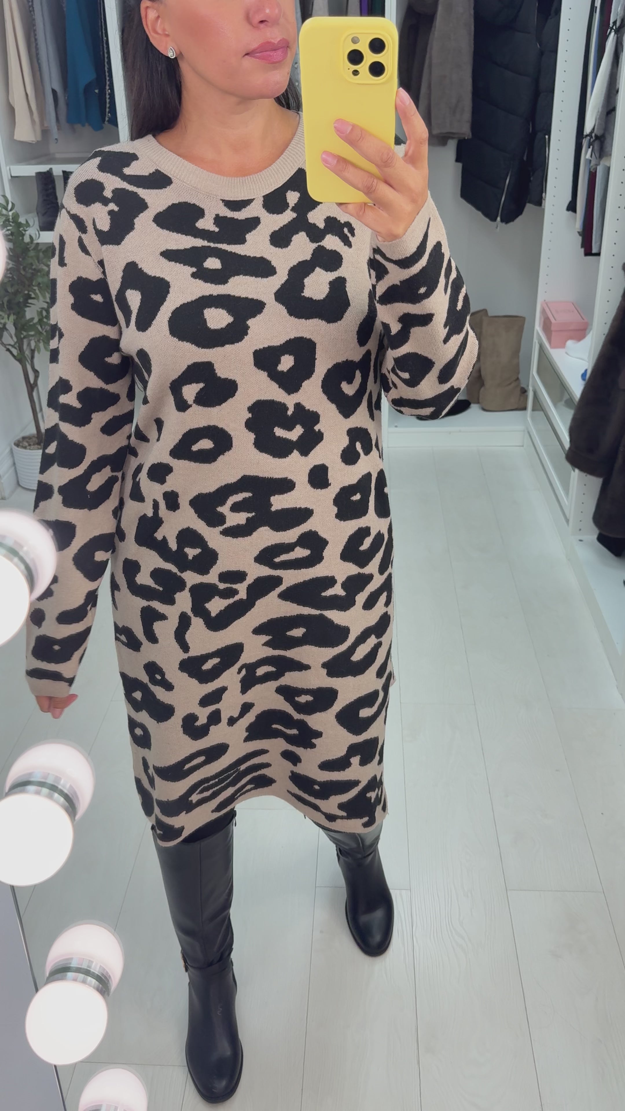 Load video: Franca Leopard Print Maxi Jumper Dress