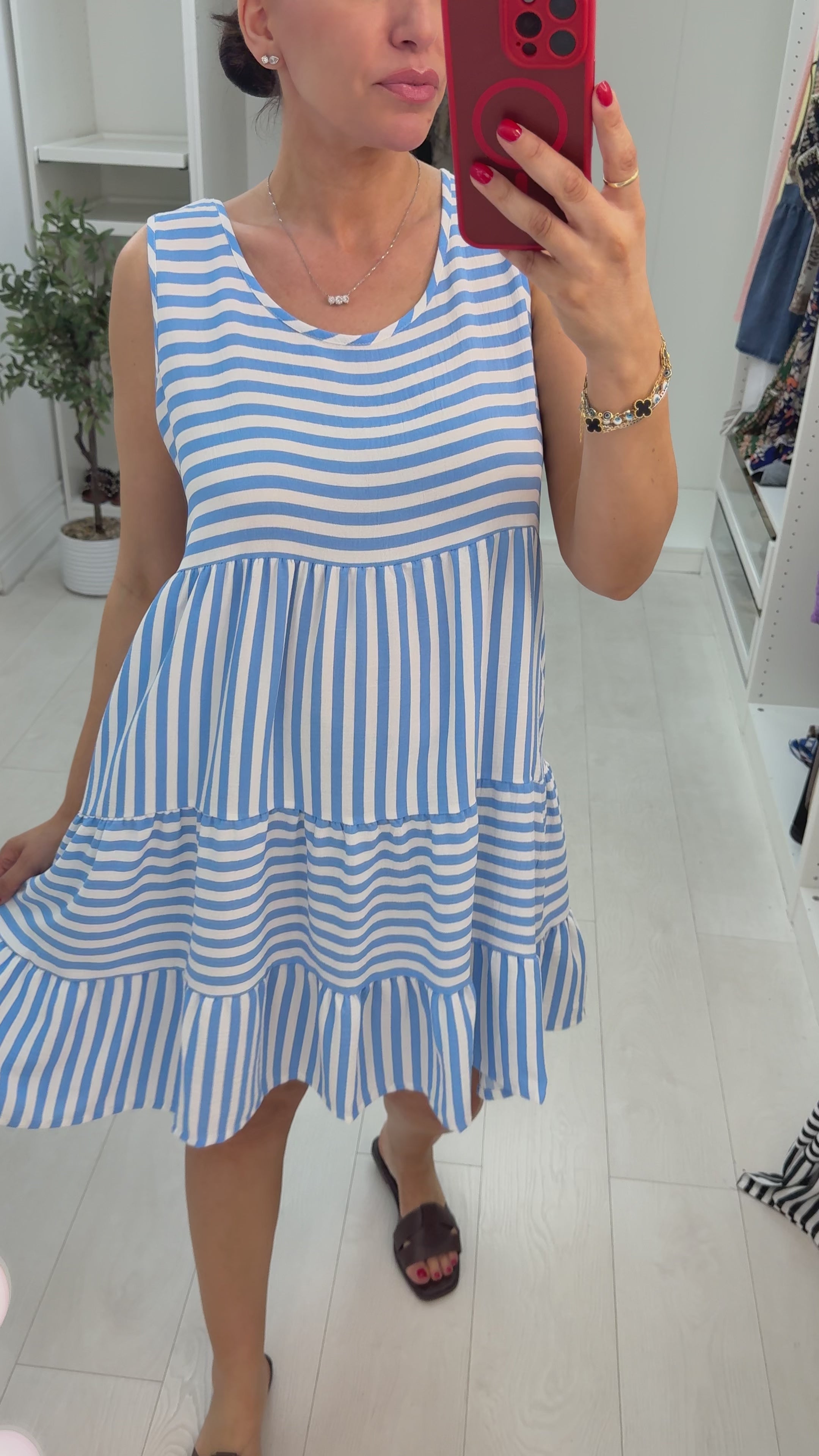 Maven Stripe Sleeveless Smock Dress