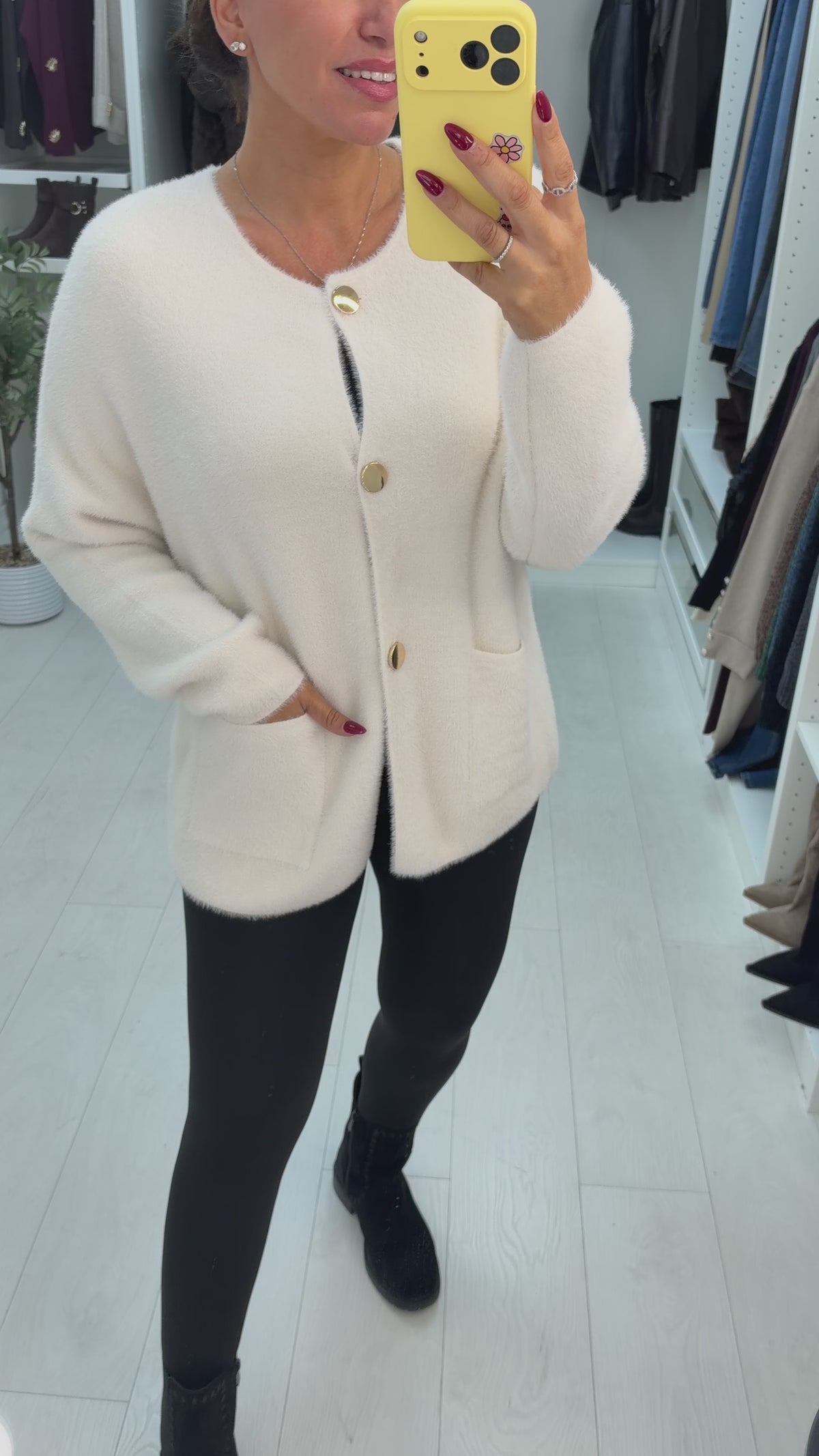 Nellis Super Soft Fluffy Button Front Cardigan