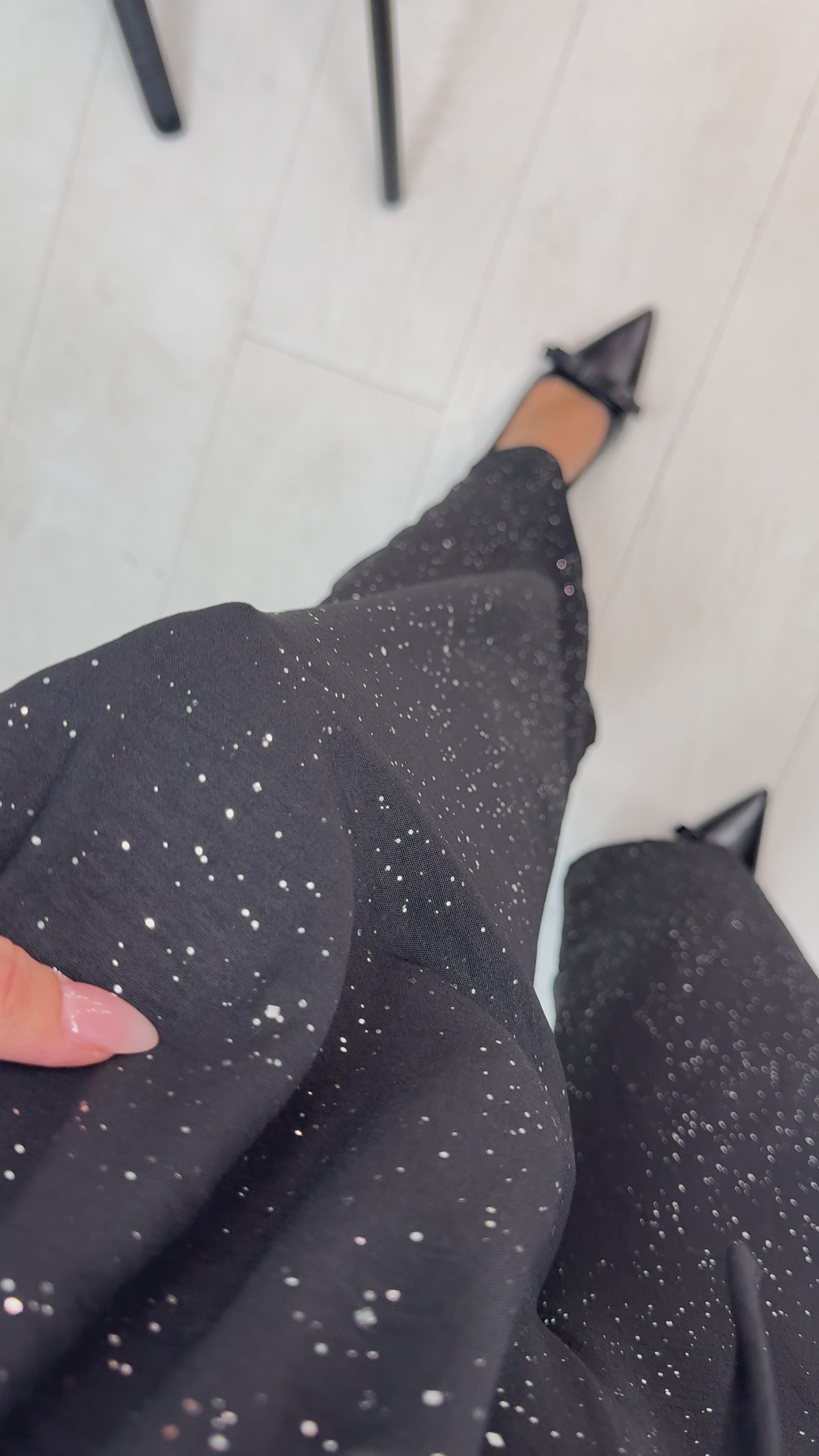 Load video: Freyanna Elasticated Waist Sparkle Trousers