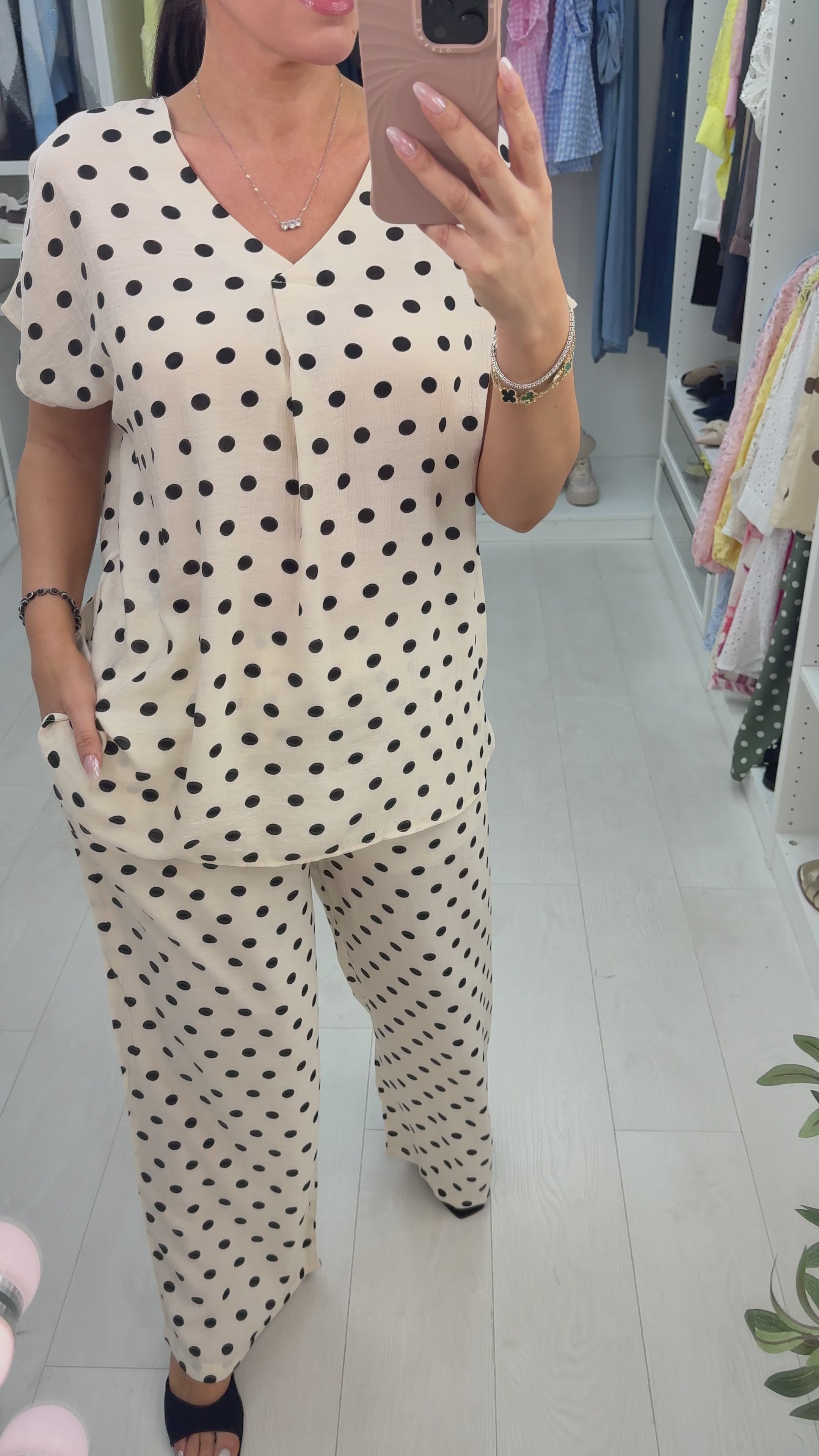 Load video: Keira Polka Dot Loose Fit Co-Ord Set