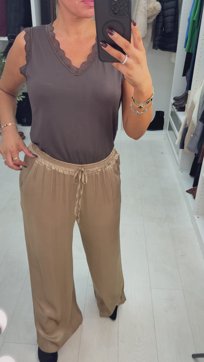 Hope Elasticated Plain Satin Trousers