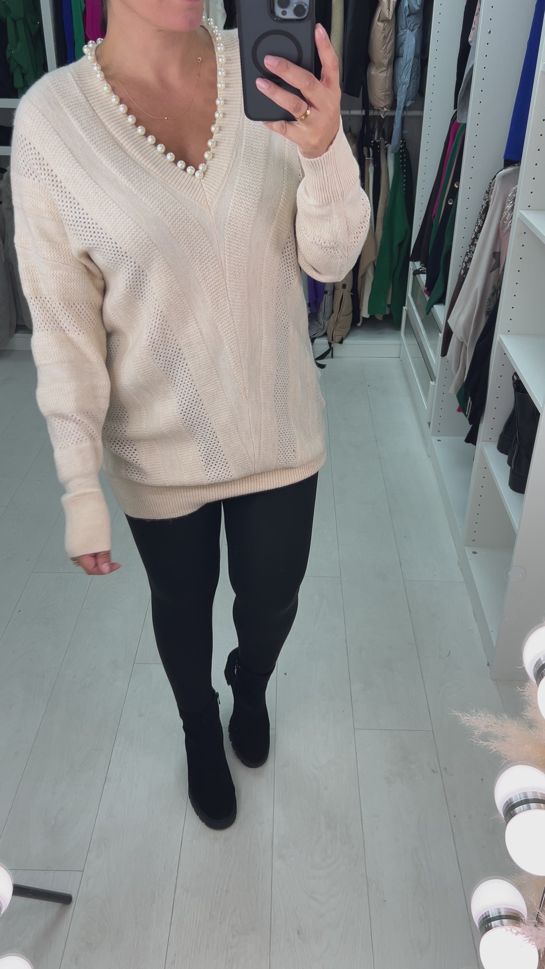 Gasira Pearl V-Neck Knitted Jumper