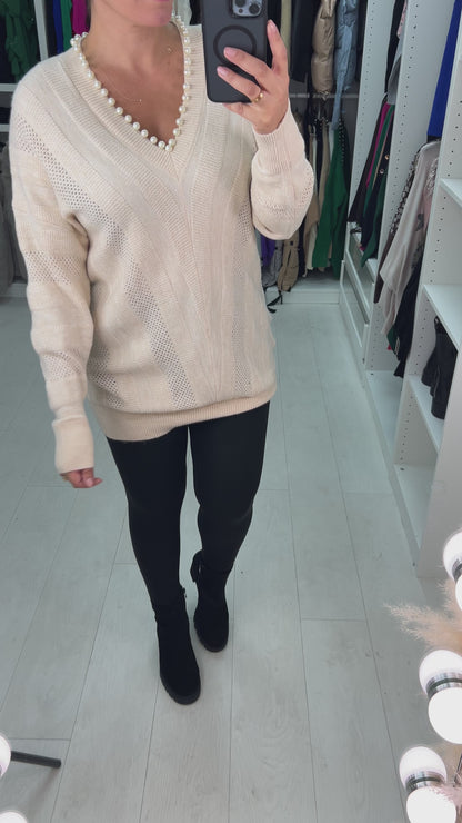 Gasira Pearl V-Neck Knitted Jumper