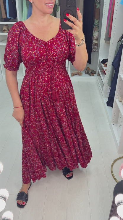 Judy Ditsy Print Elasticated Waist Maxi Dress