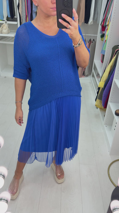 Alissia 2 Piece Knit Top & Pleated Chiffon Dress