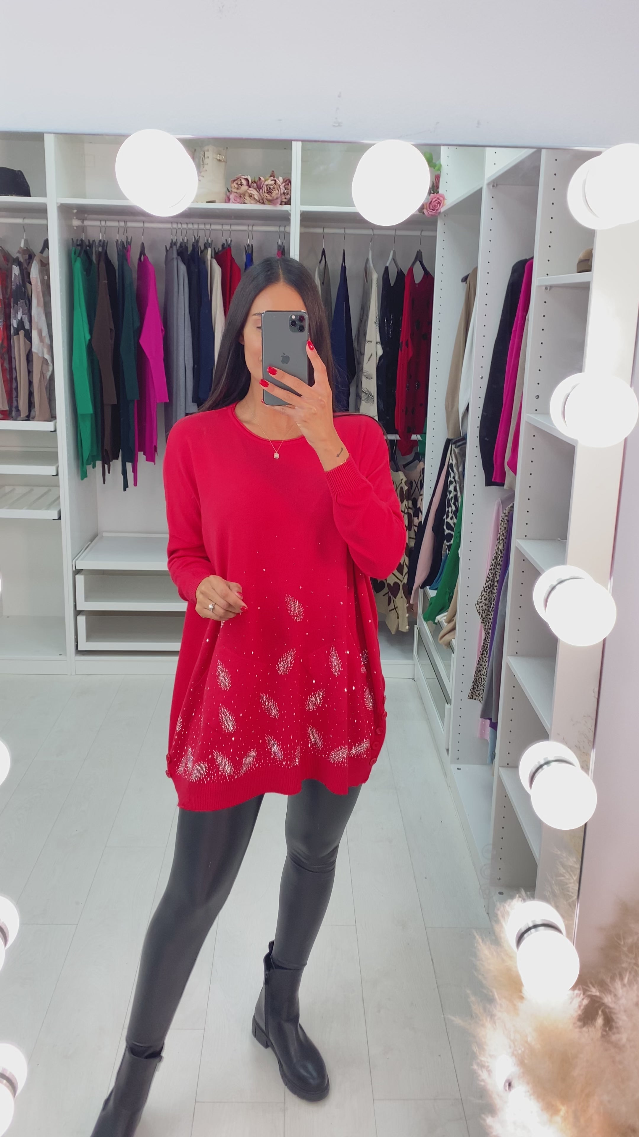 Load video: Zainab Diamante Scatter Leaf Oversized Jumper