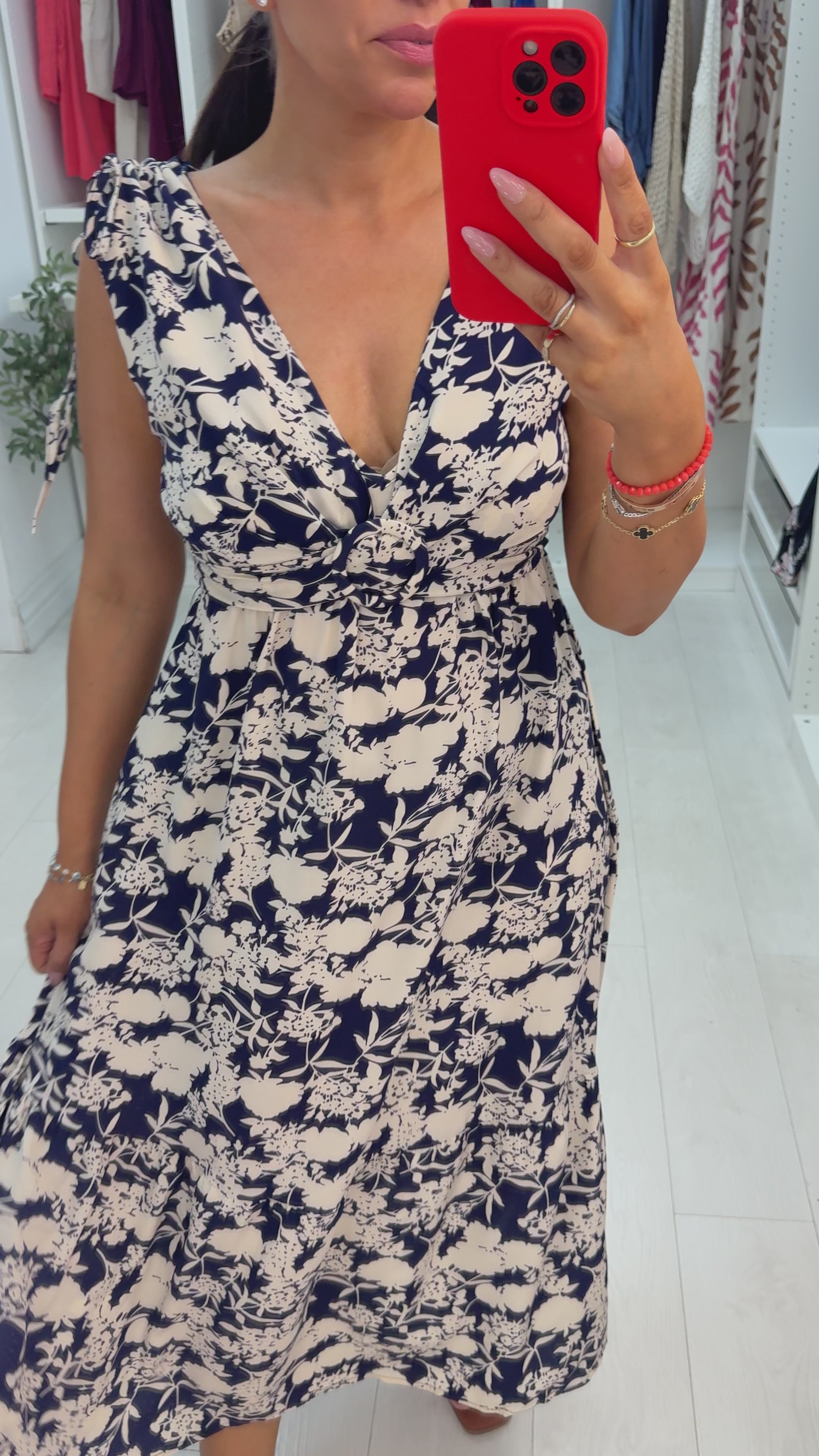 Load video: Zahra Floral Print V Neck Floaty Dress