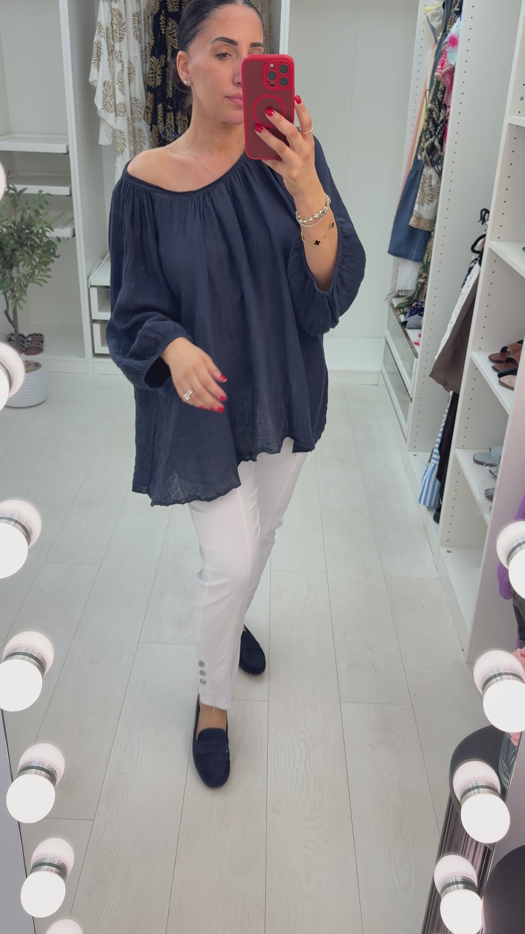 Martha Wide Sleeve Tie Back Linen Loose Fit Top