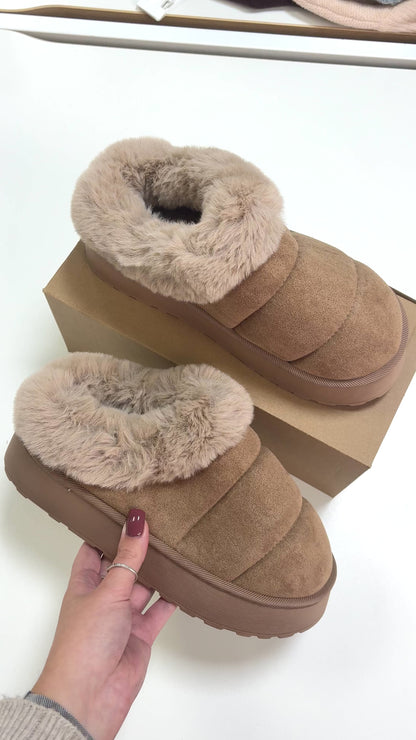 Eris Faux Fur Suede Platform Clogs